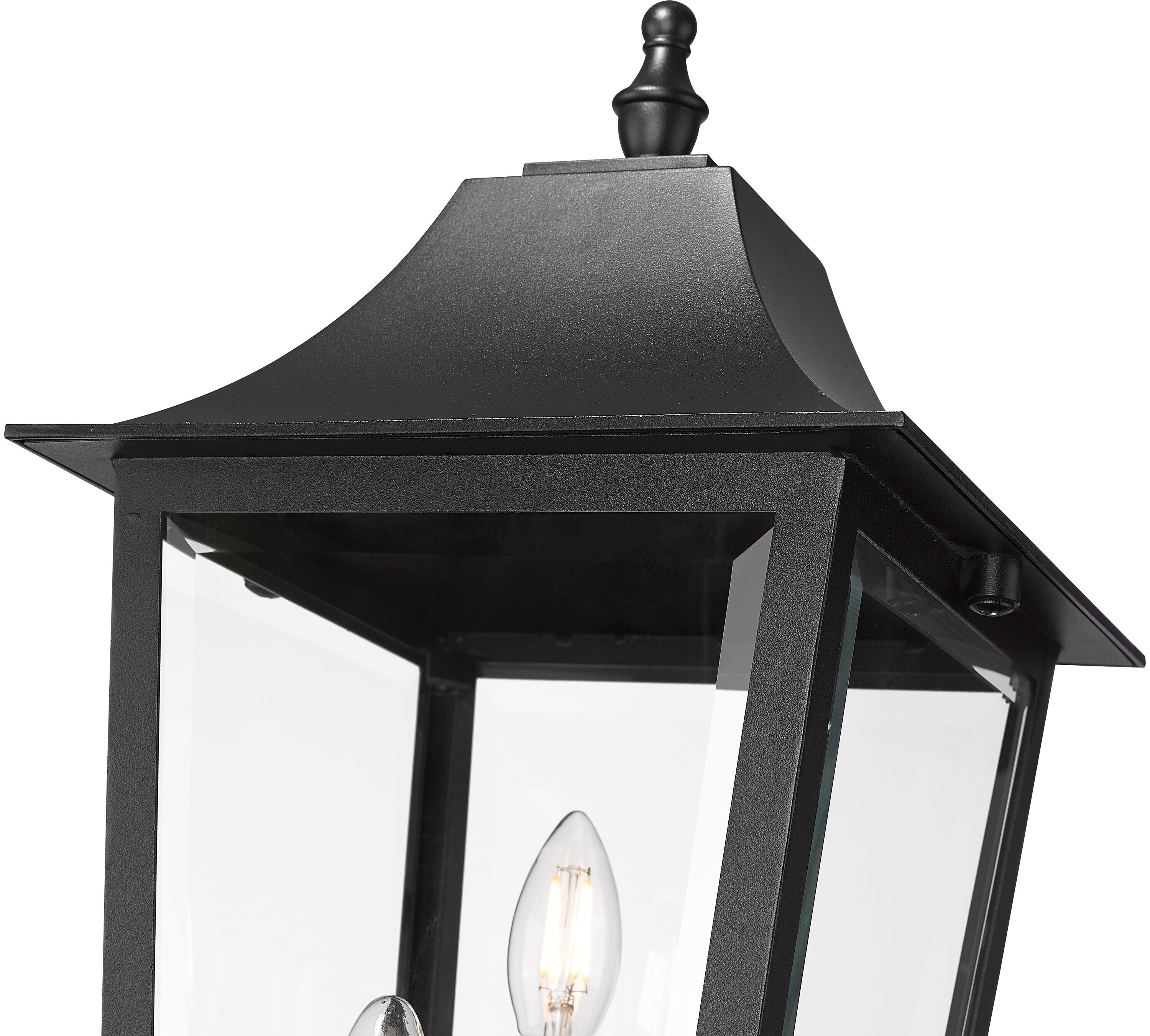 Black 3-Light Outdoor Post Mount Fixture with Clear Glass