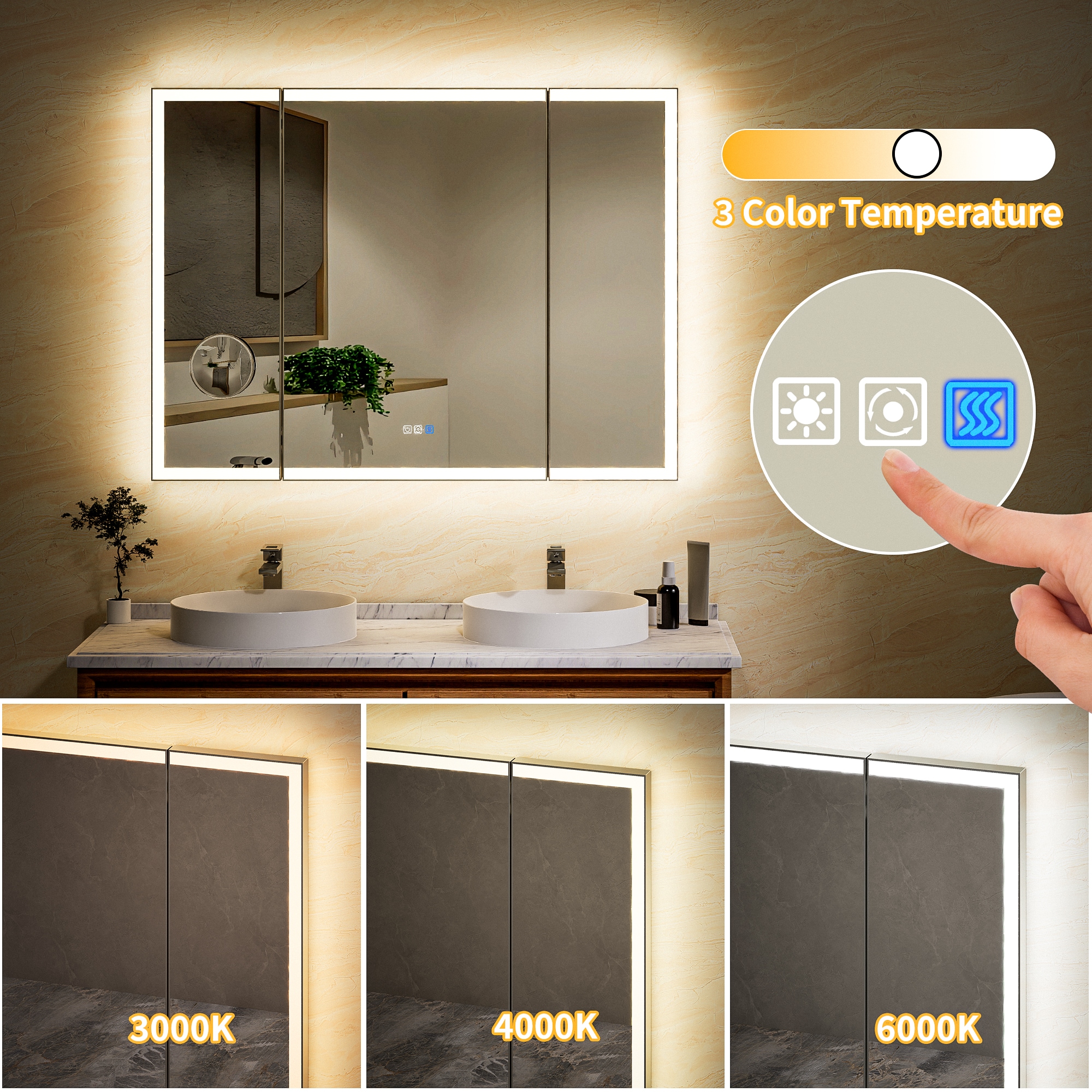 WELLFOR TO-EM-BV26WHBK Framed-Bath-Mirrors - View #5
