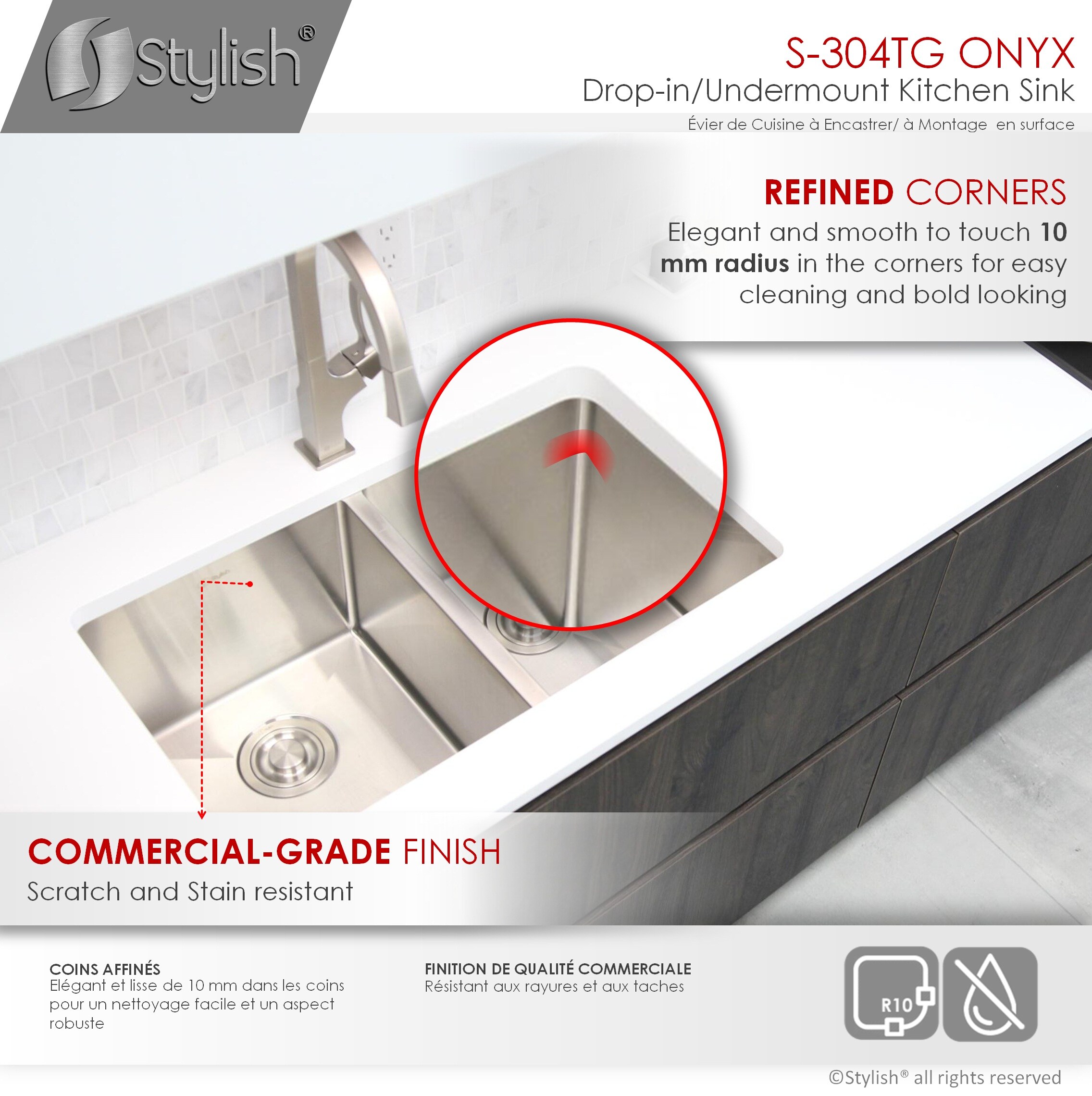 Stylish S-304TG Kitchen-Sinks - View #4