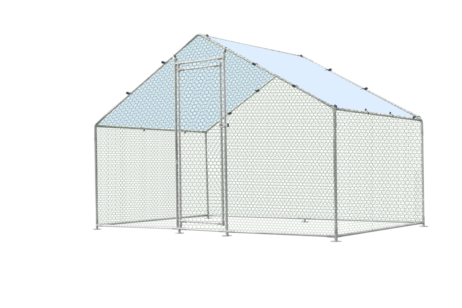 Kahomvis Metal Chicken Coop – Silver, Large Size, Removable PE Cover, Durable Construction – Perfect for Outdoor Use, Protects Poultry from Predators