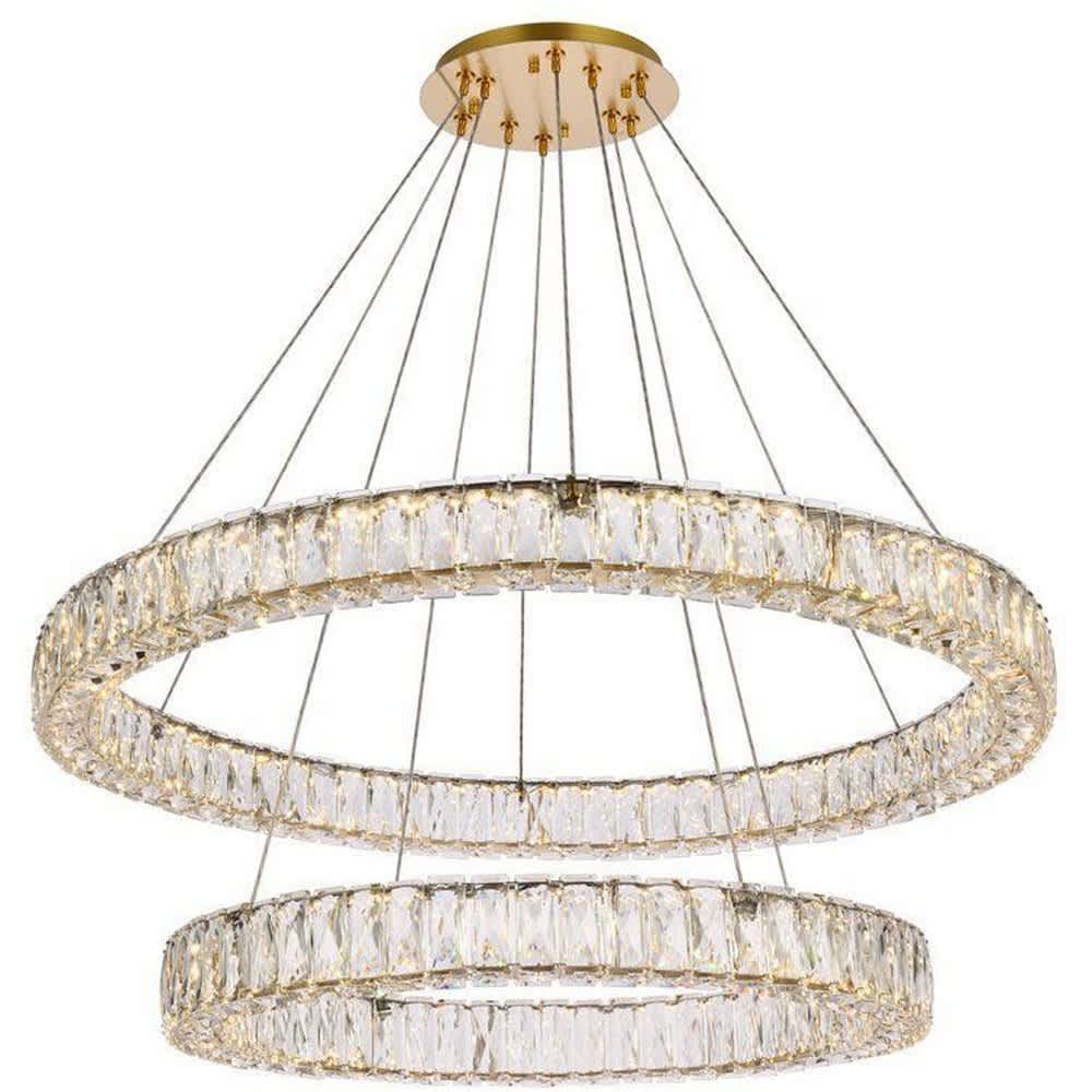 Elegant Lighting A-EL-3503G36G Monroe 2 - Light -Modern Gold / Crystal / Metal Chandelier