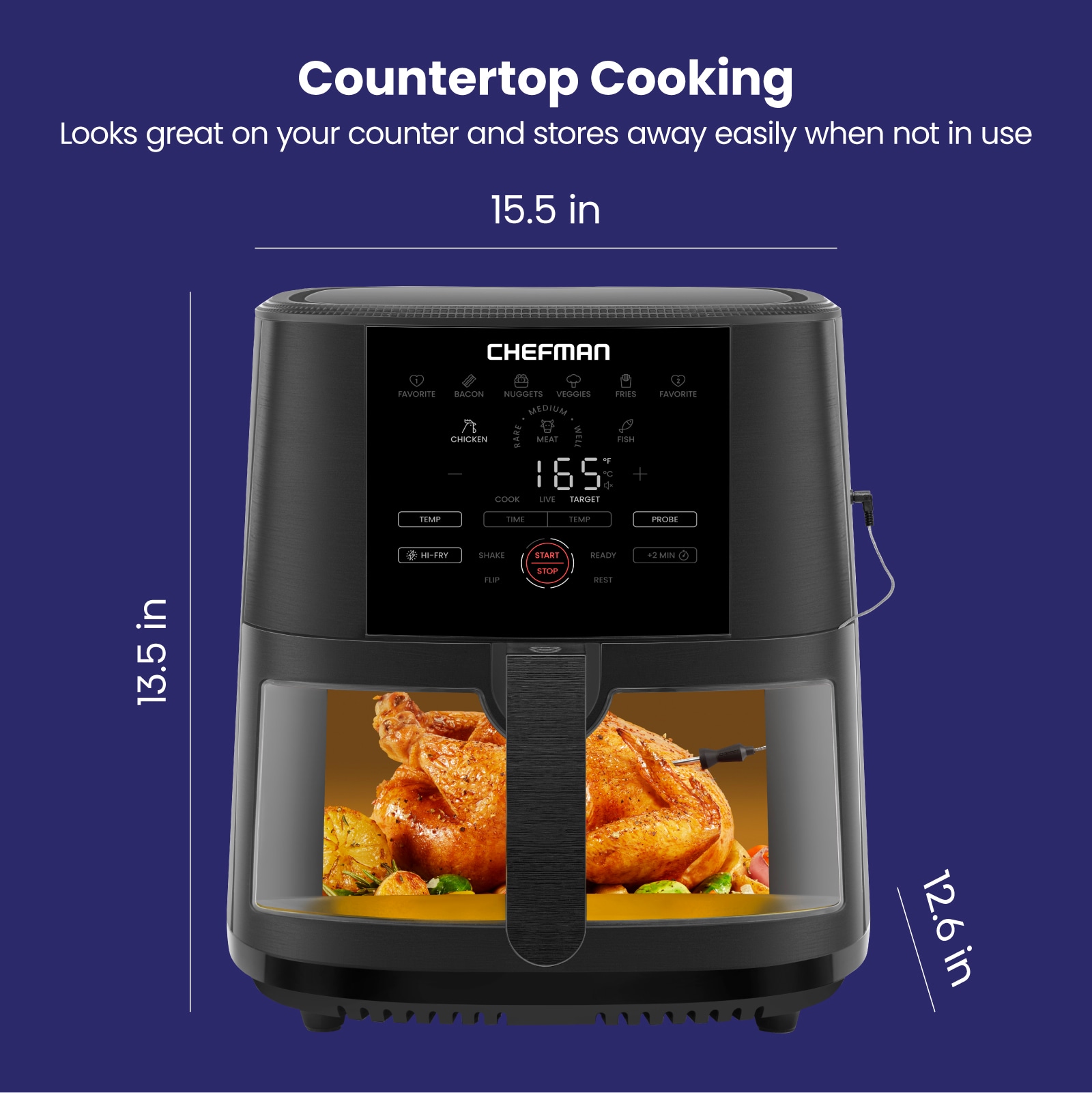Chefman TurboFry 8-Quart Air Fryer, Integrated 60-Minute Timer for Hea