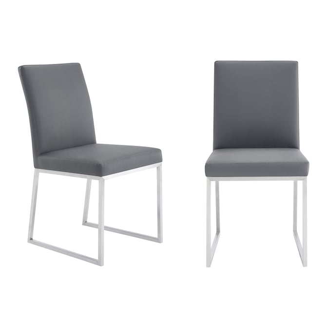 Armen Living Trevor Contemporary Modern, Modern Grey Leatherette Dining Chair