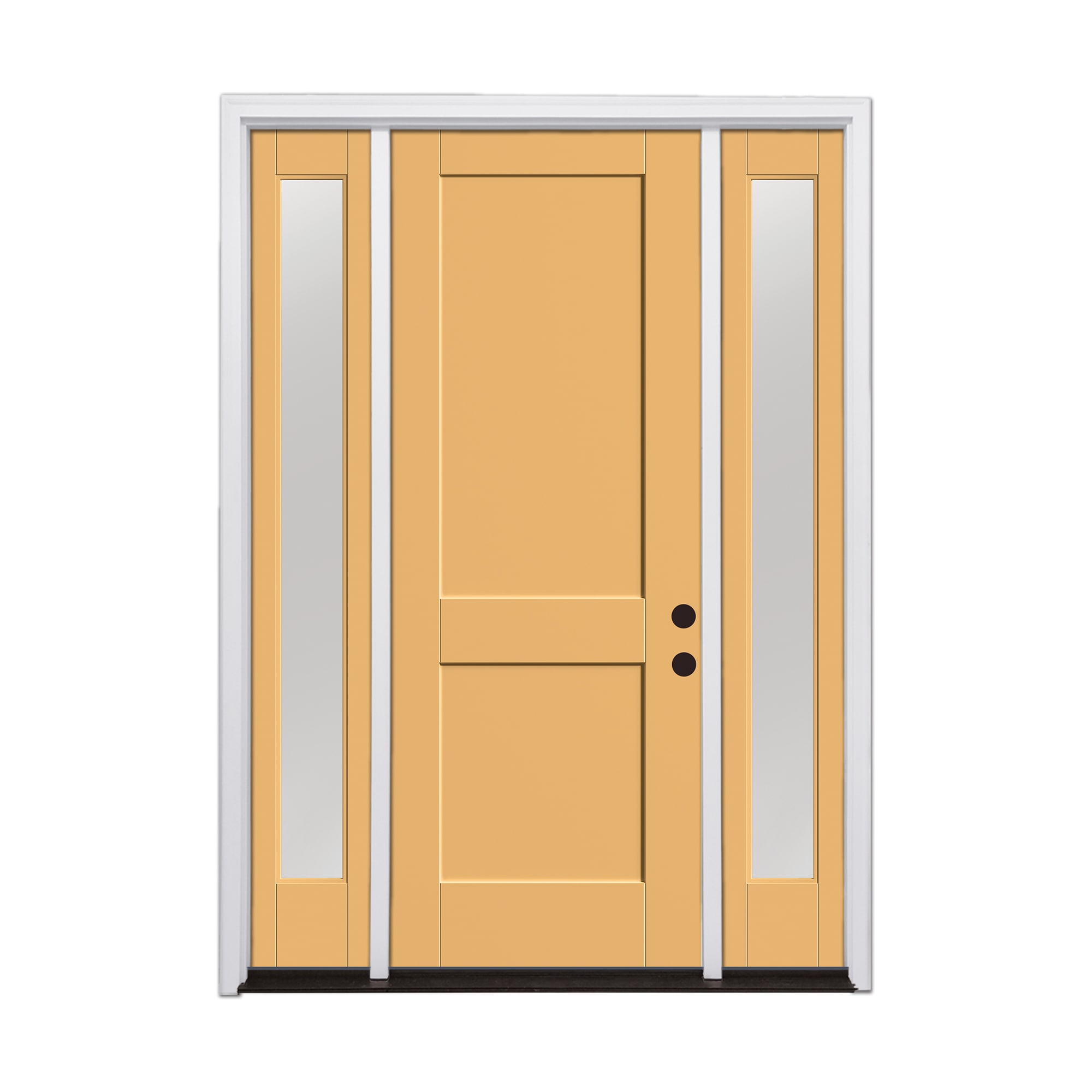 Therma-Tru 64-in x 96-in Fiberglass Painted Prehung Front Door with Sidelights and Brickmould Insulating Core