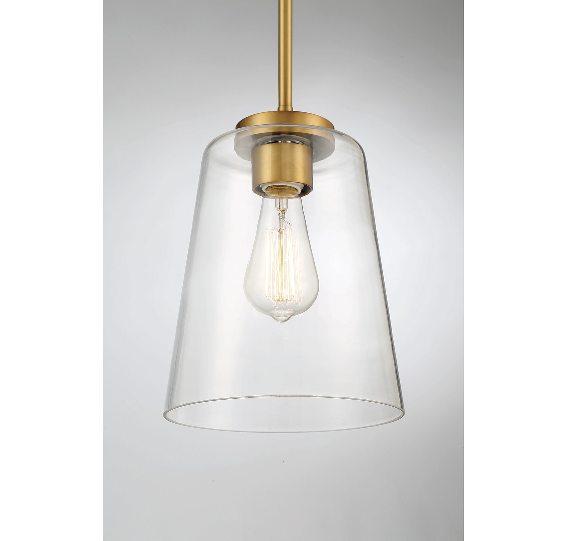 Warm Brass and Clear Glass Mini Pendant Light