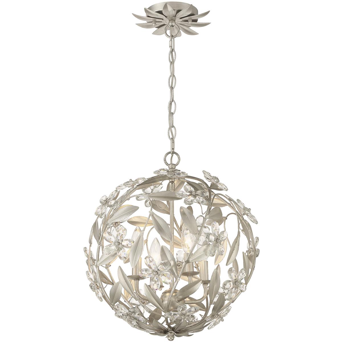 Crystorama Marselle 4 -Light Antique Silver Coastal Globe Mini Hanging Pendant Light
