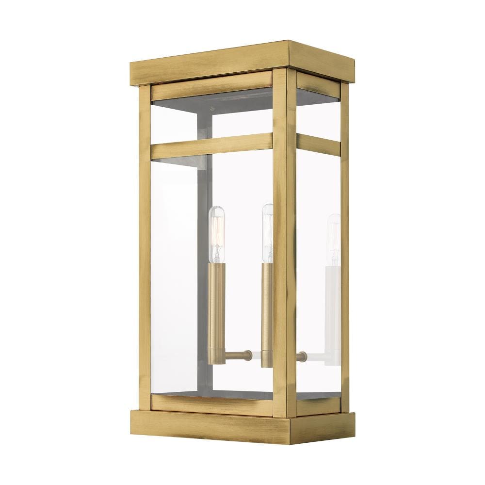 Livex Lighting 20704-01 Hopewell 2 -Light 18-in H Antique Brass Hardwired Outdoor Wall Light