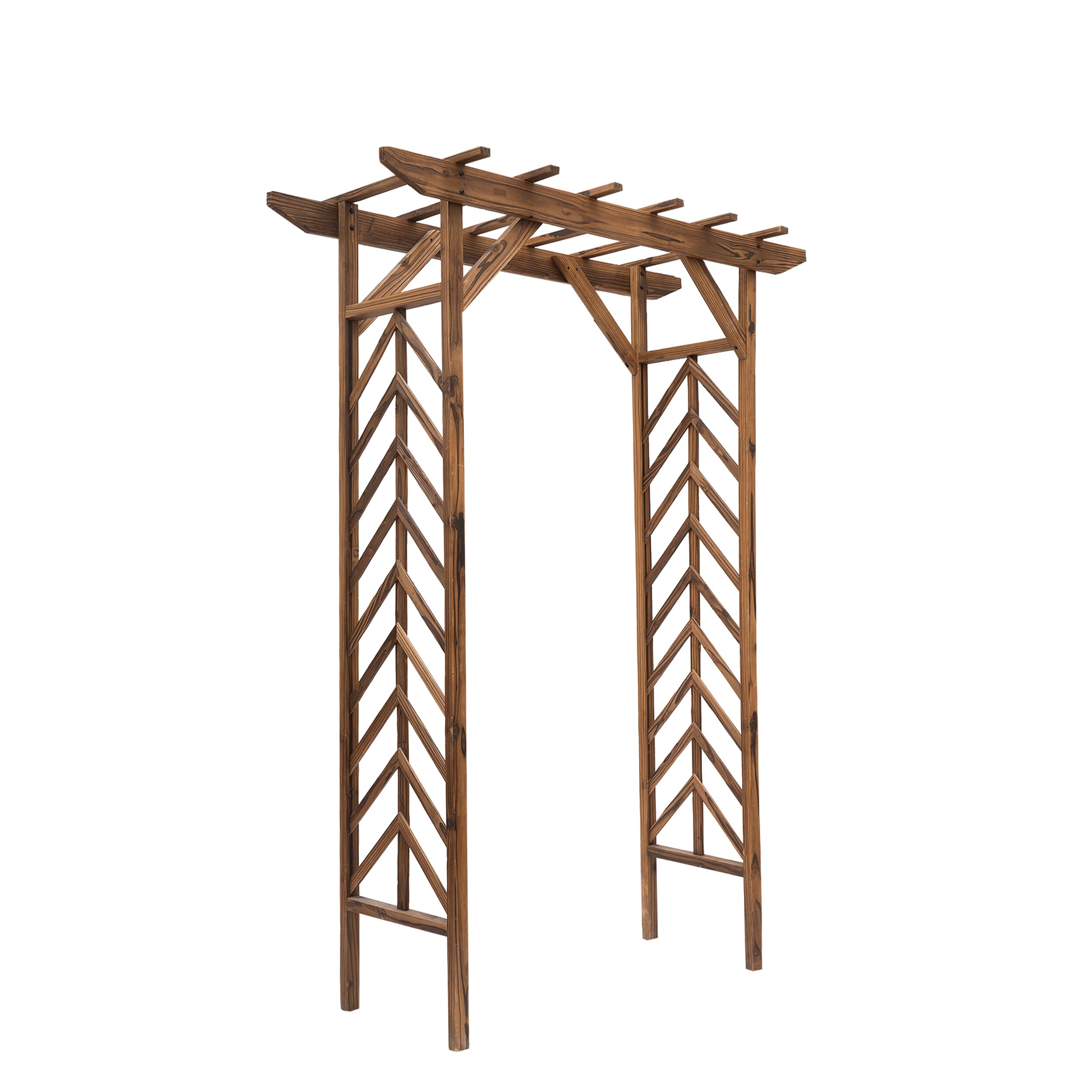 AHIOU HOME ZAAHG-P172567GA Downey 4.6-ft W x 6.5-ft H Flat Brown wood Garden Arbor