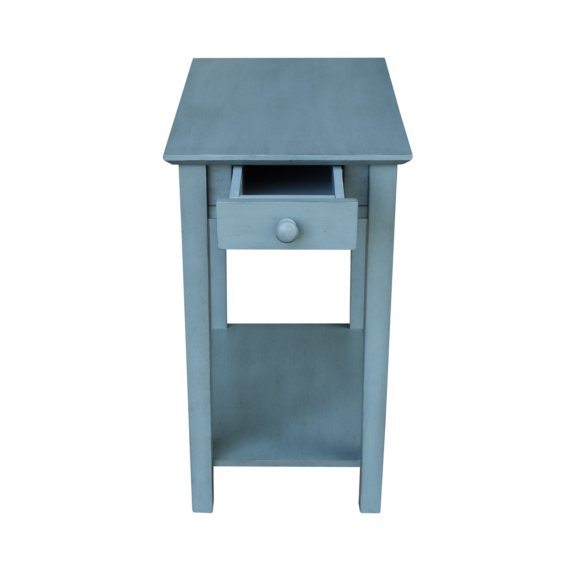 Ocean Blue Traditional Elegant Solid Parawood End Table with Storage