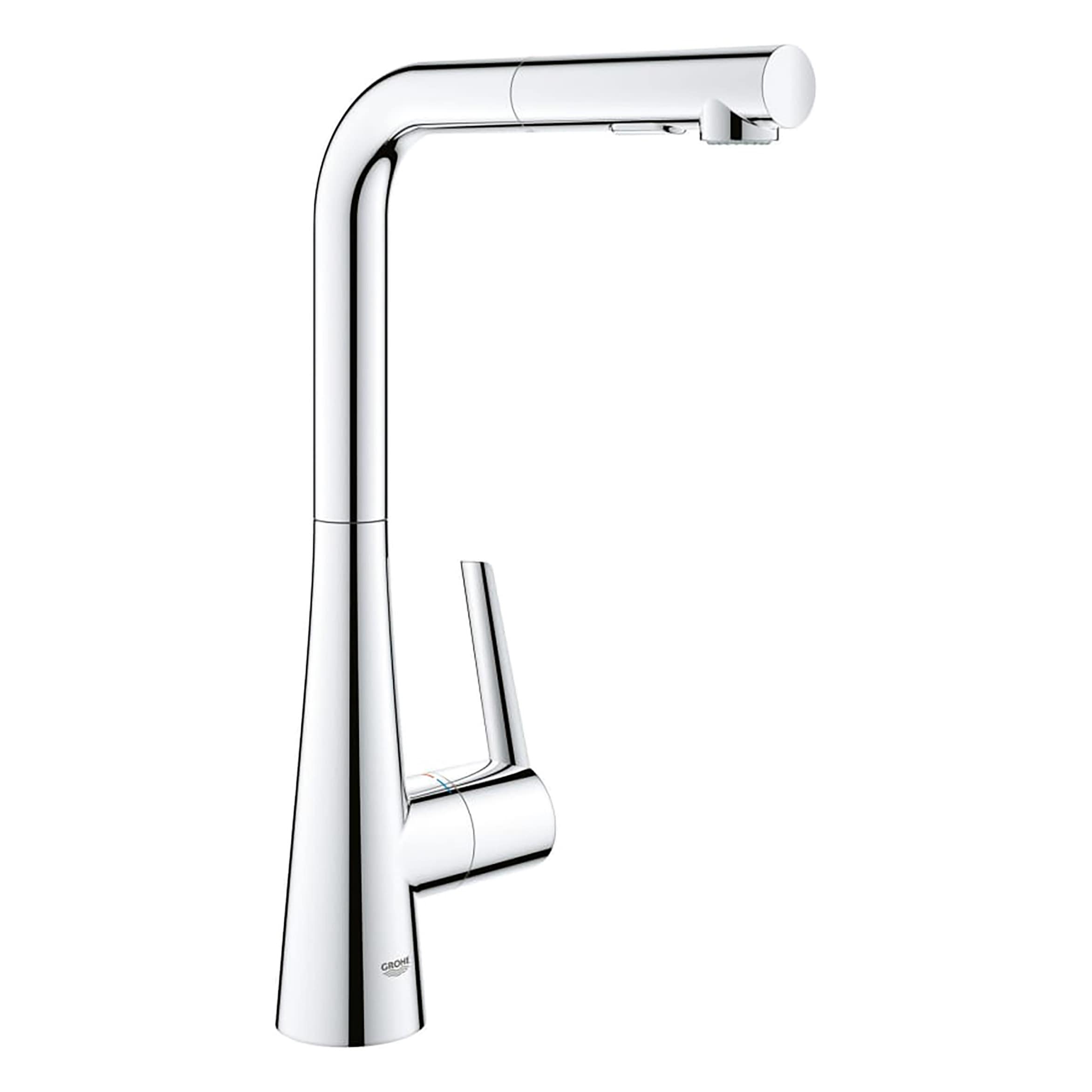GROHE 33893002 Zedra Starlight Chrome Single Handle Deck-mount Pull-out Kitchen Faucet with Sprayer