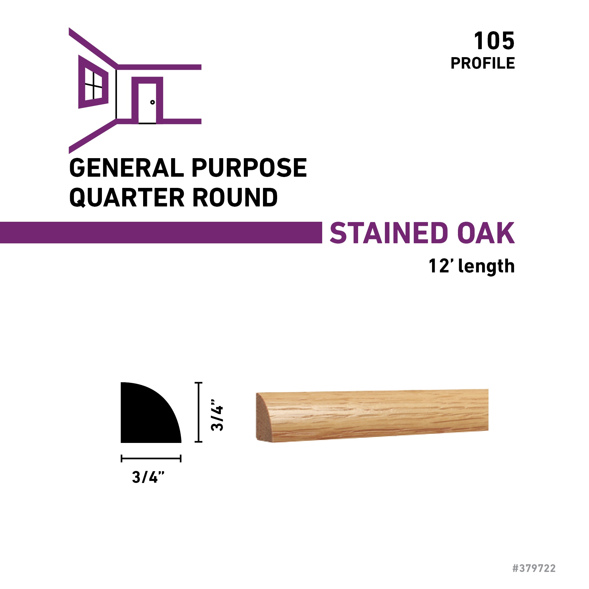 RELIABILT 105 12 OAKGO Quarter-Round-Moulding - View #3