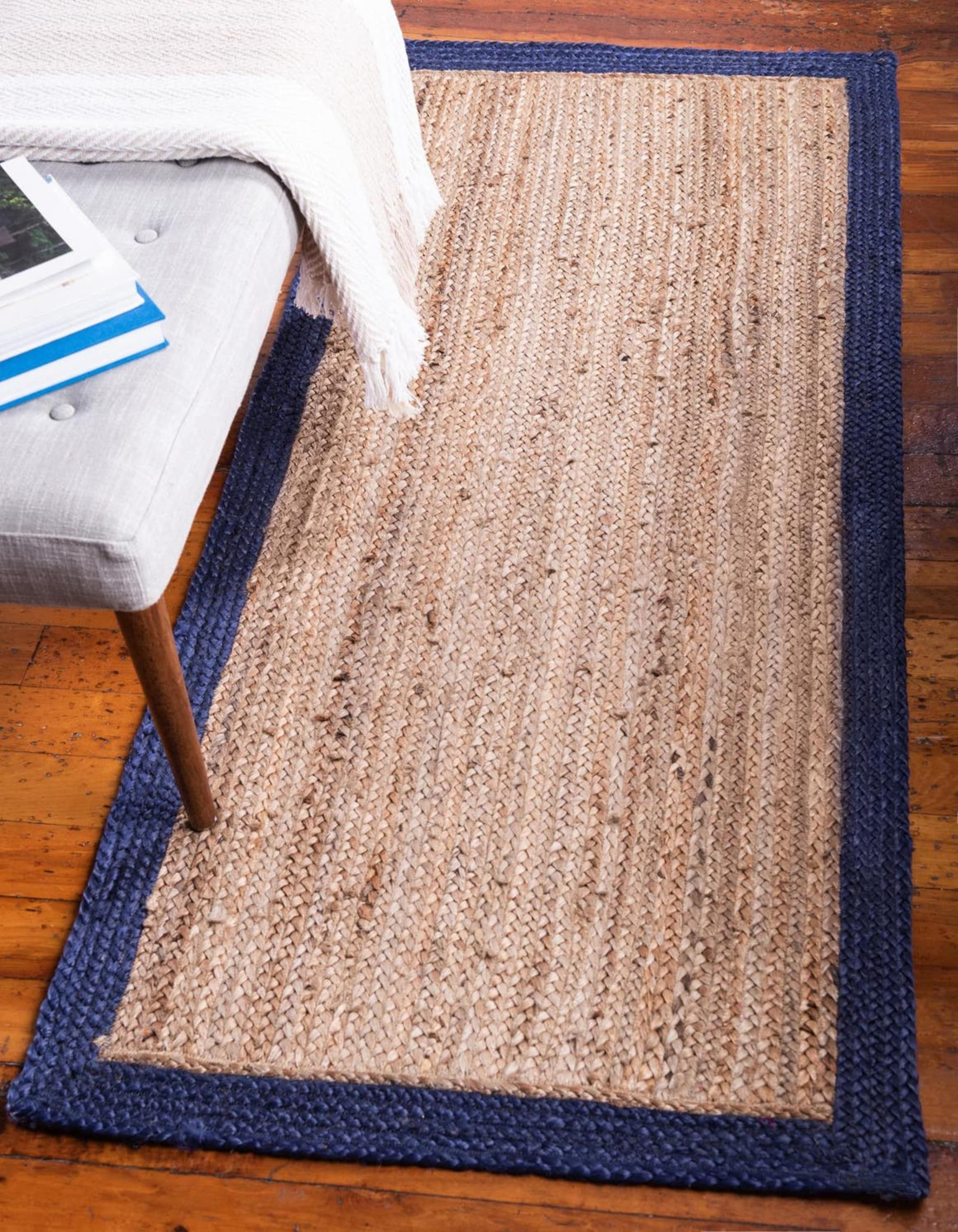 Unique Loom 3138937 Braided Jute 3 x 6 (ft) Braided Jute Natural Rectangular Indoor Border Runner rug