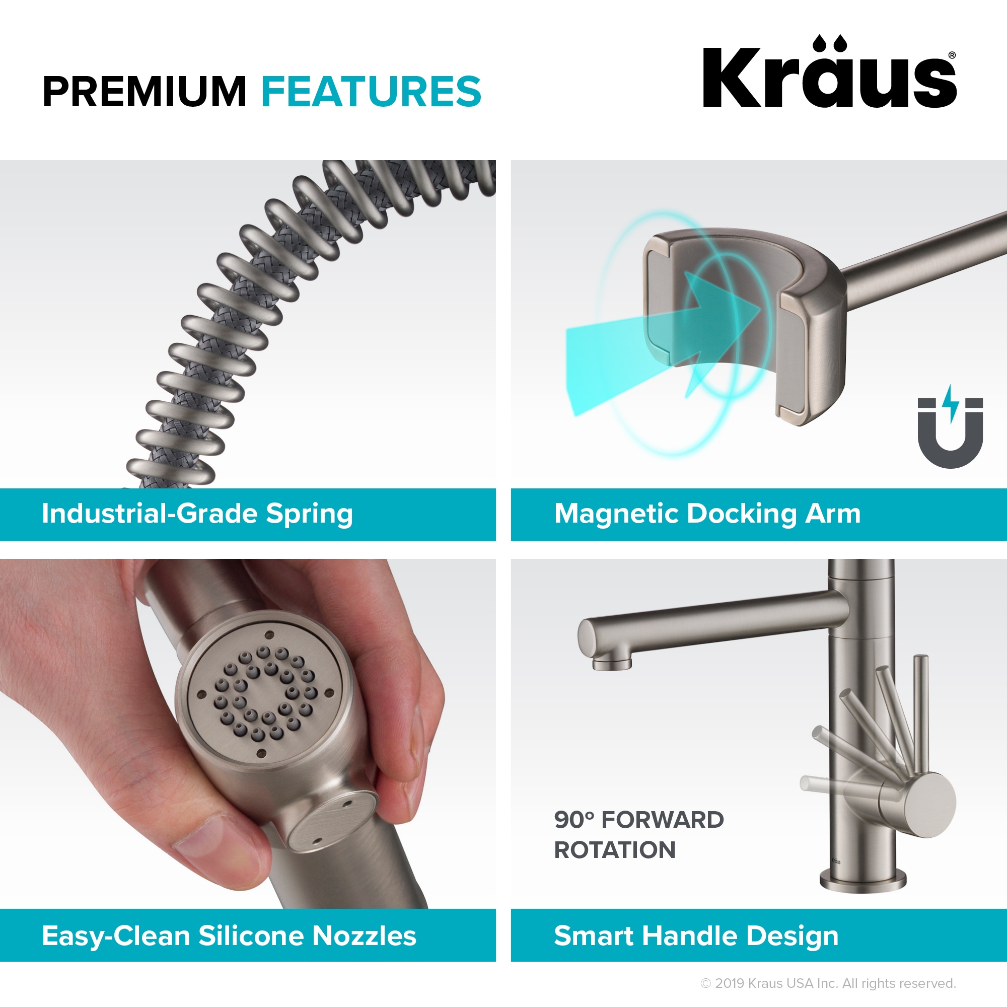 Kraus Artec Pro Spot Free Stainless Steel Single Handle Pre-rinse ...