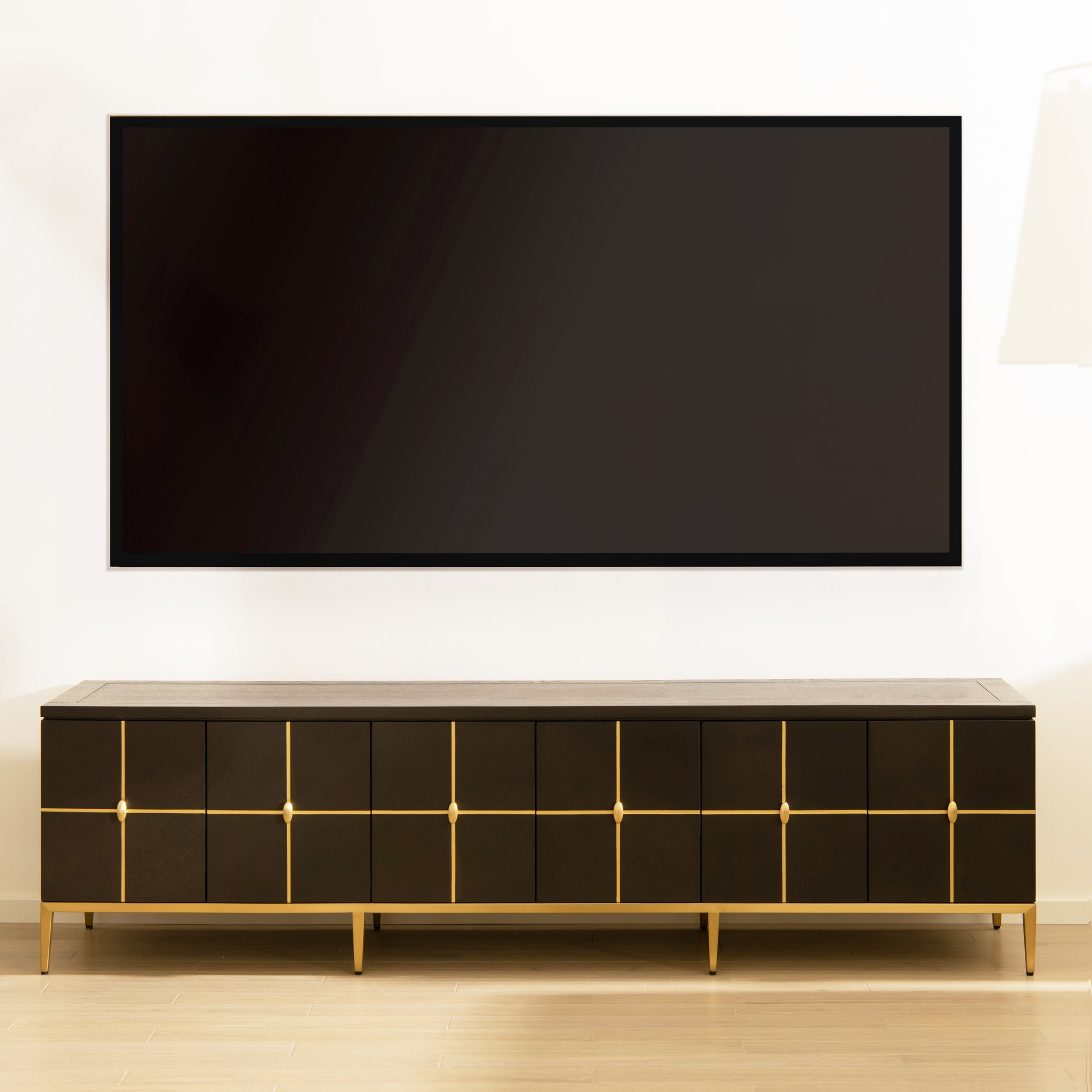Jennifer Taylor Home LDSG87680 Kingsly Modern/Contemporary Espresso Black TV stand ( Accommodates TVs up to 85-in )