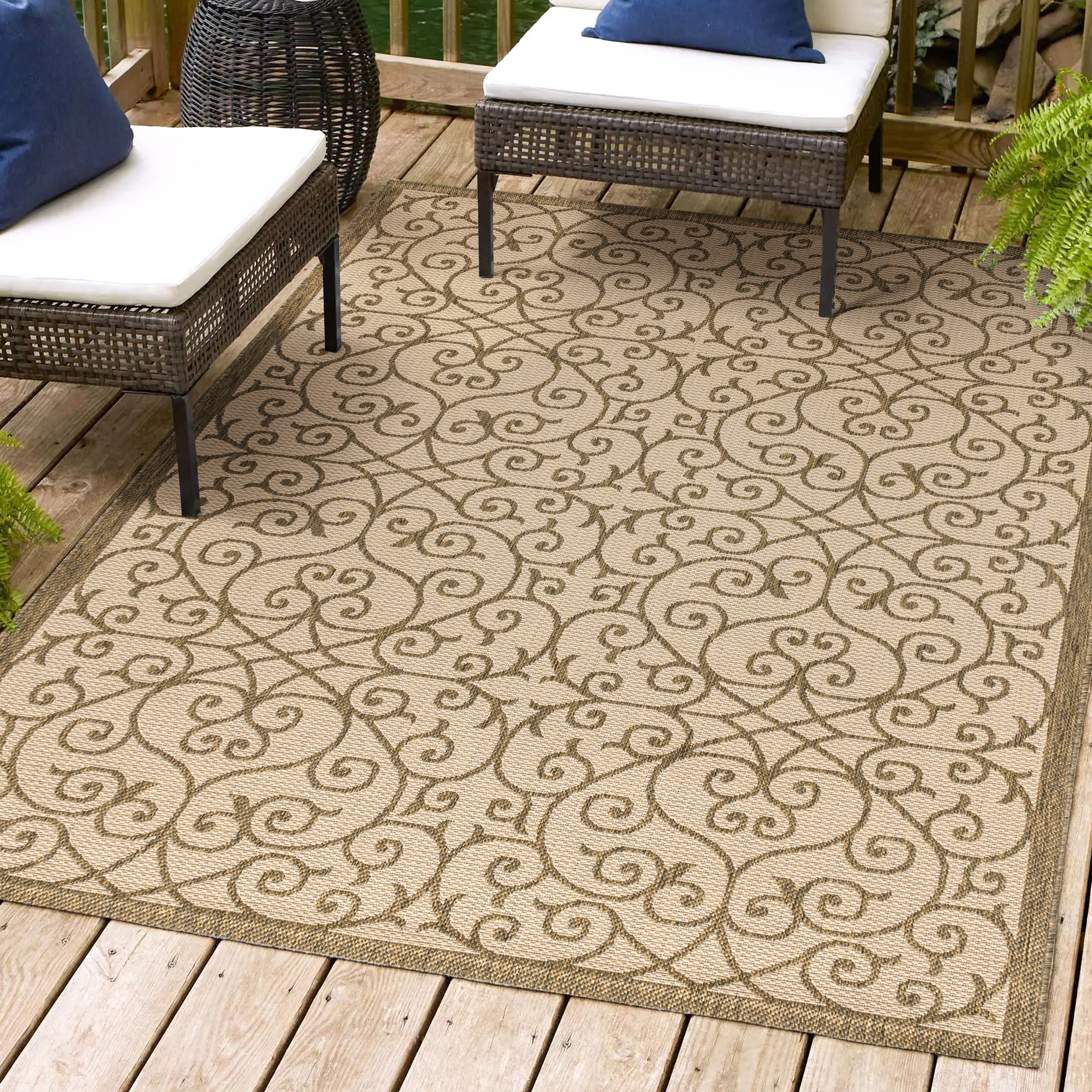 JONATHAN Y Santa Monica Madrid Filigree Textured Weave 4 X 6 (ft) Beige ...