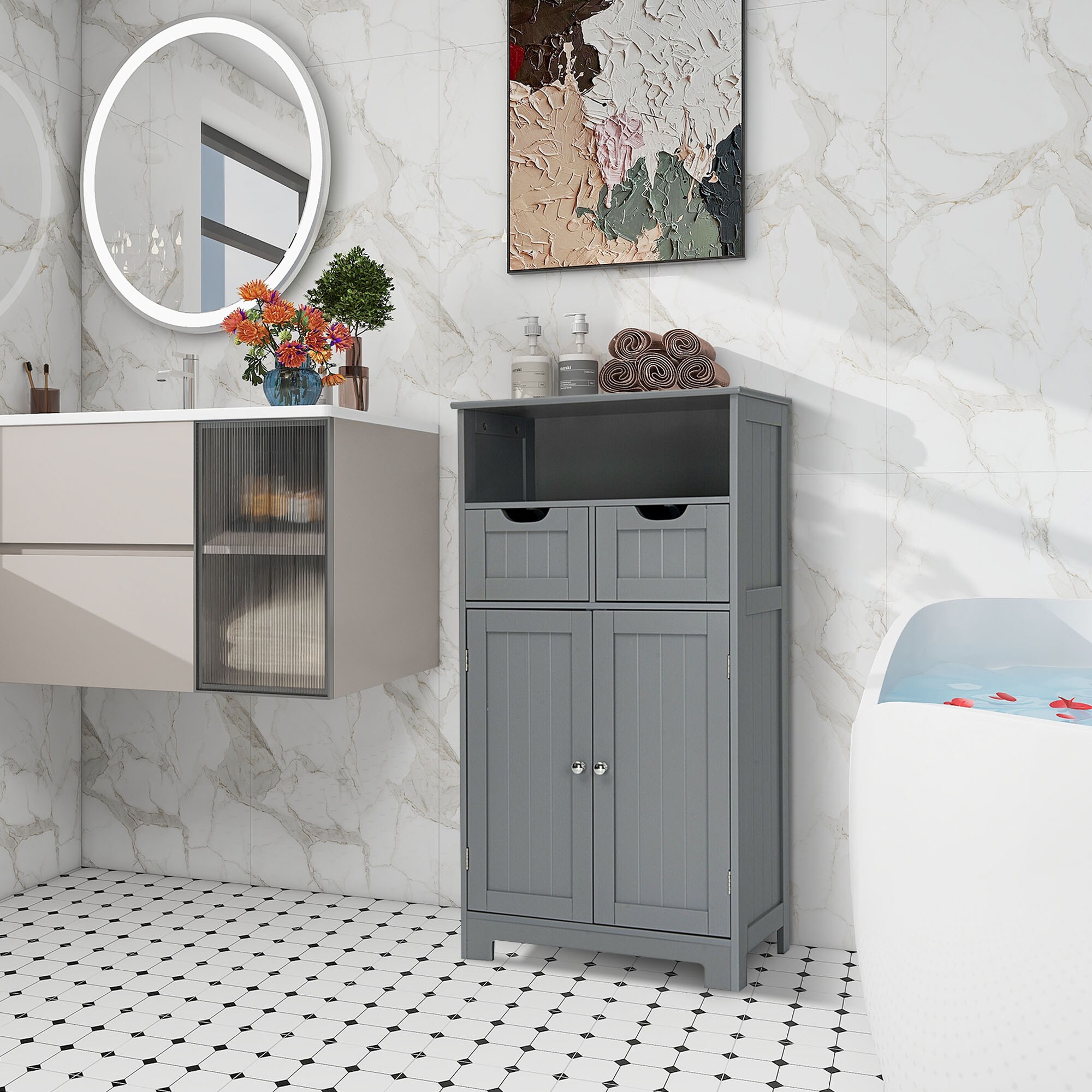 WELLFOR OUJ64500GR Linen-Cabinets - View #3