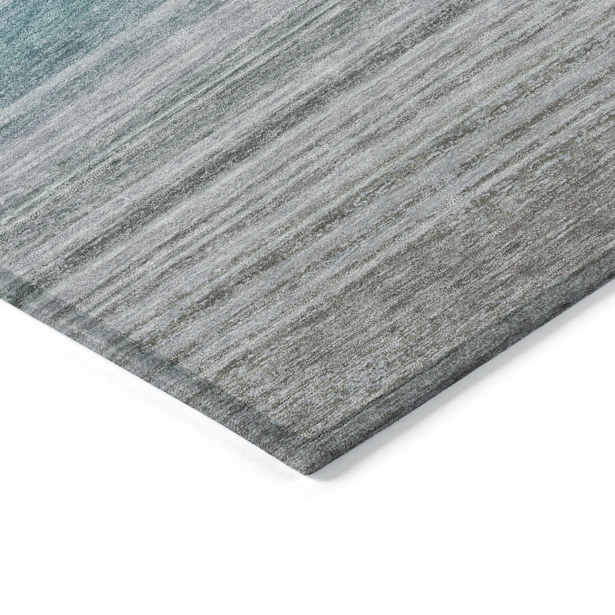 Sky Blue and Gray Rectangular Washable Synthetic Rug