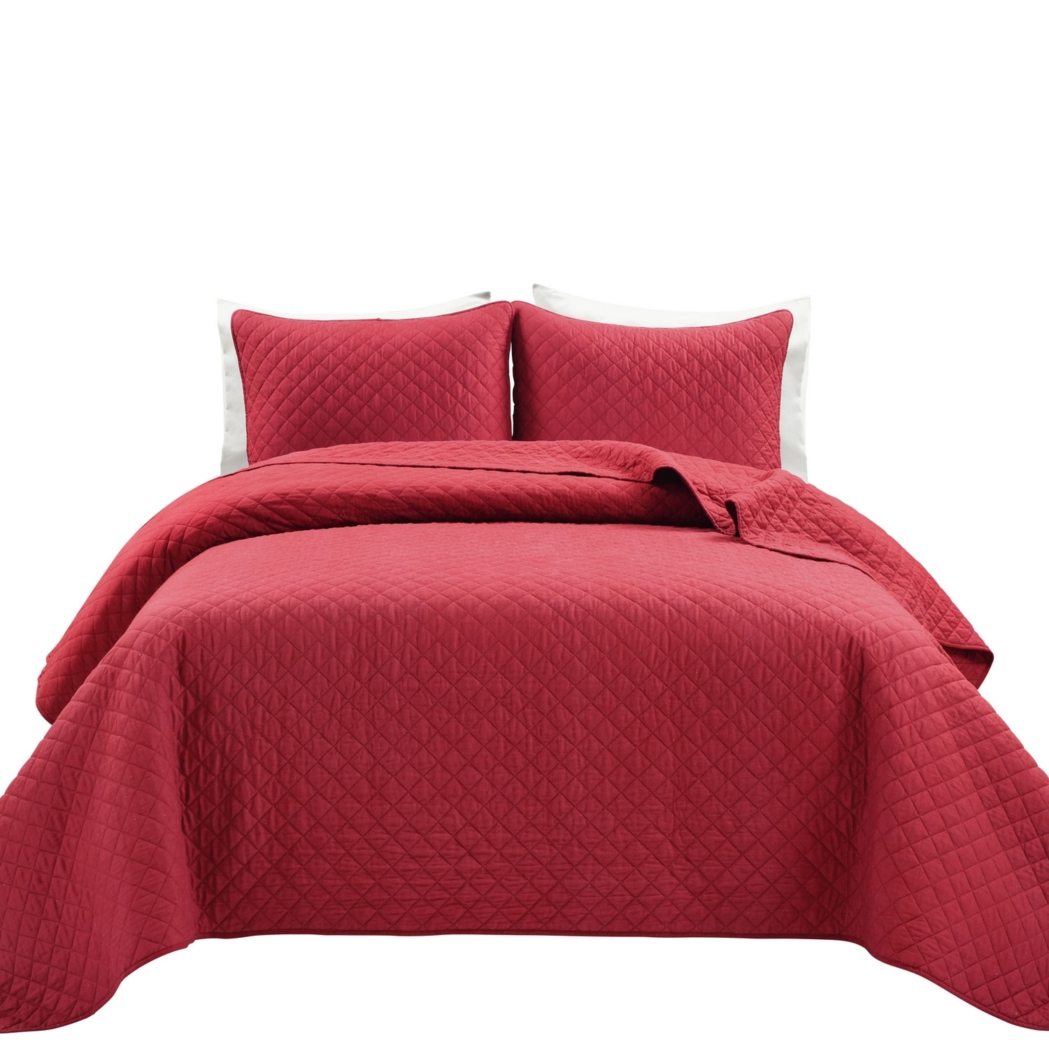 Lush Decor Red Solid King Quilt (Cotton with Polyester Fill) in the ...