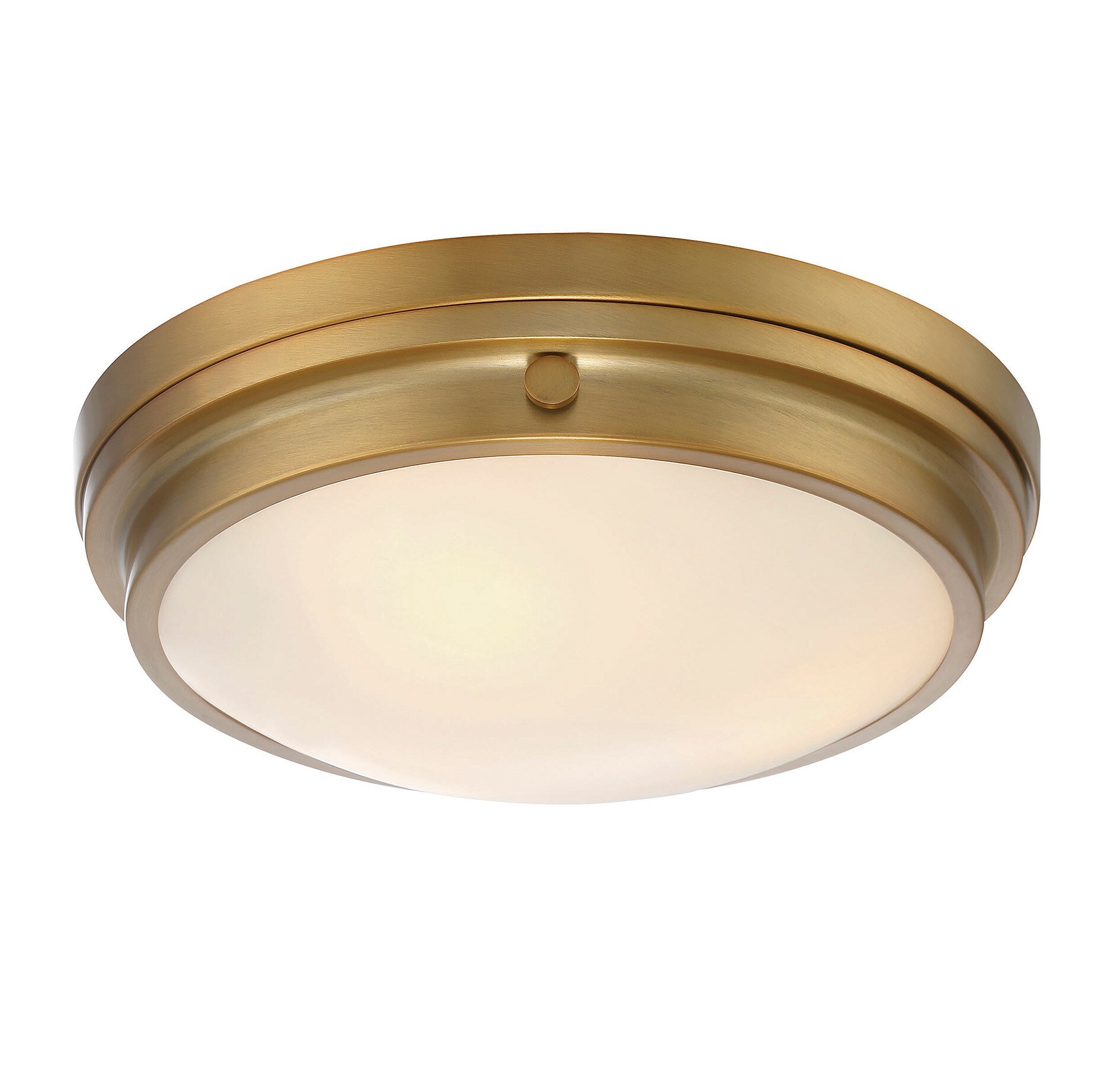 Warm Brass 3-Light Flush Mount with White Glass Shade