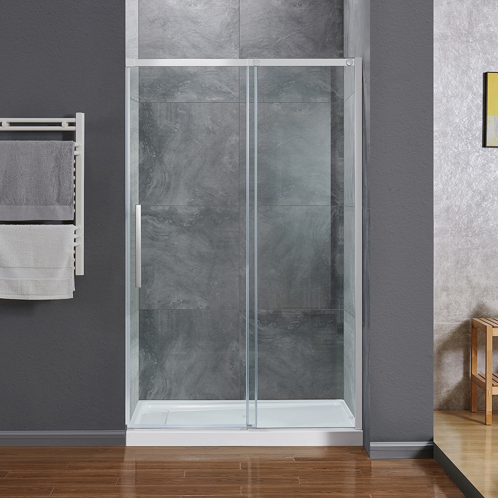 OVE Decors VENICE-48GPCH Venice Chrome 45-in to 48-in W x 73.25-Inches H Semi-frameless Sliding Shower door 5/16-in Thick Clear Glass