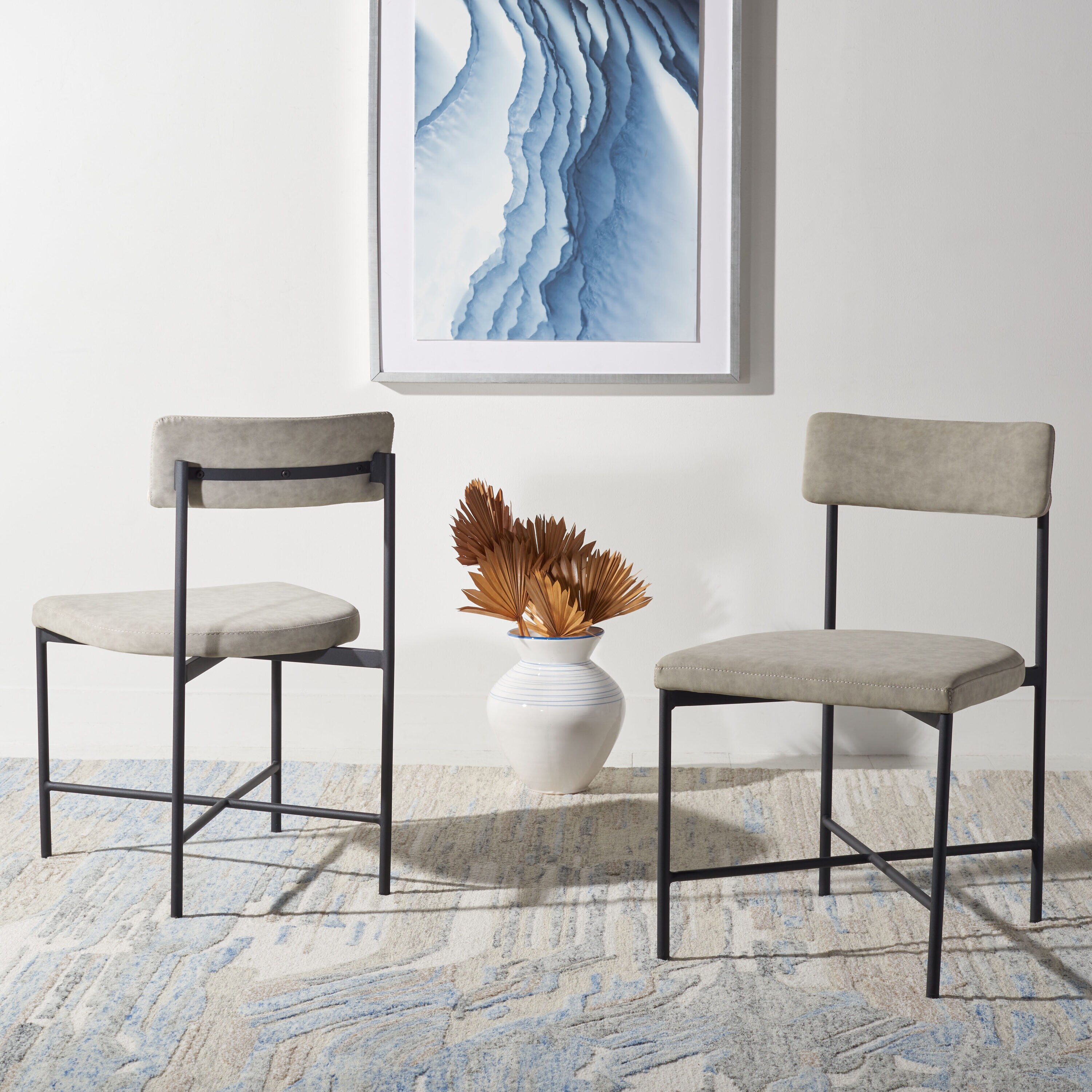 Safavieh DCH3004A-SET2 Synthetic Upholstered Dining Side Chair (Metal Frame)