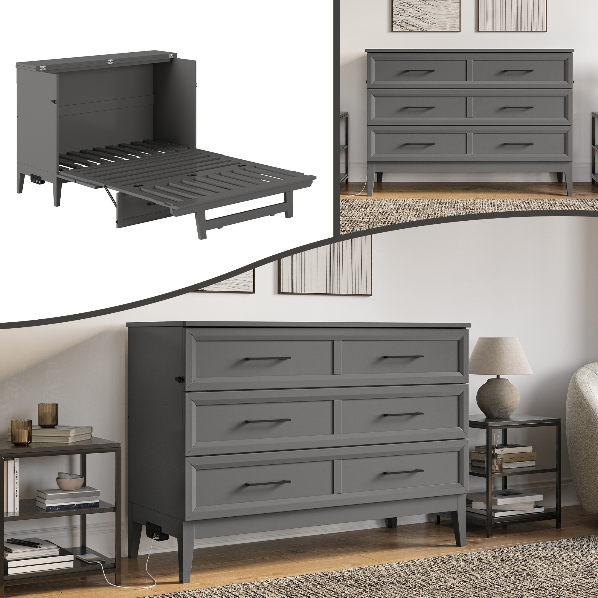 AFI AC773109 Sienna No Mattress Grey Full Wood Murphy Bed