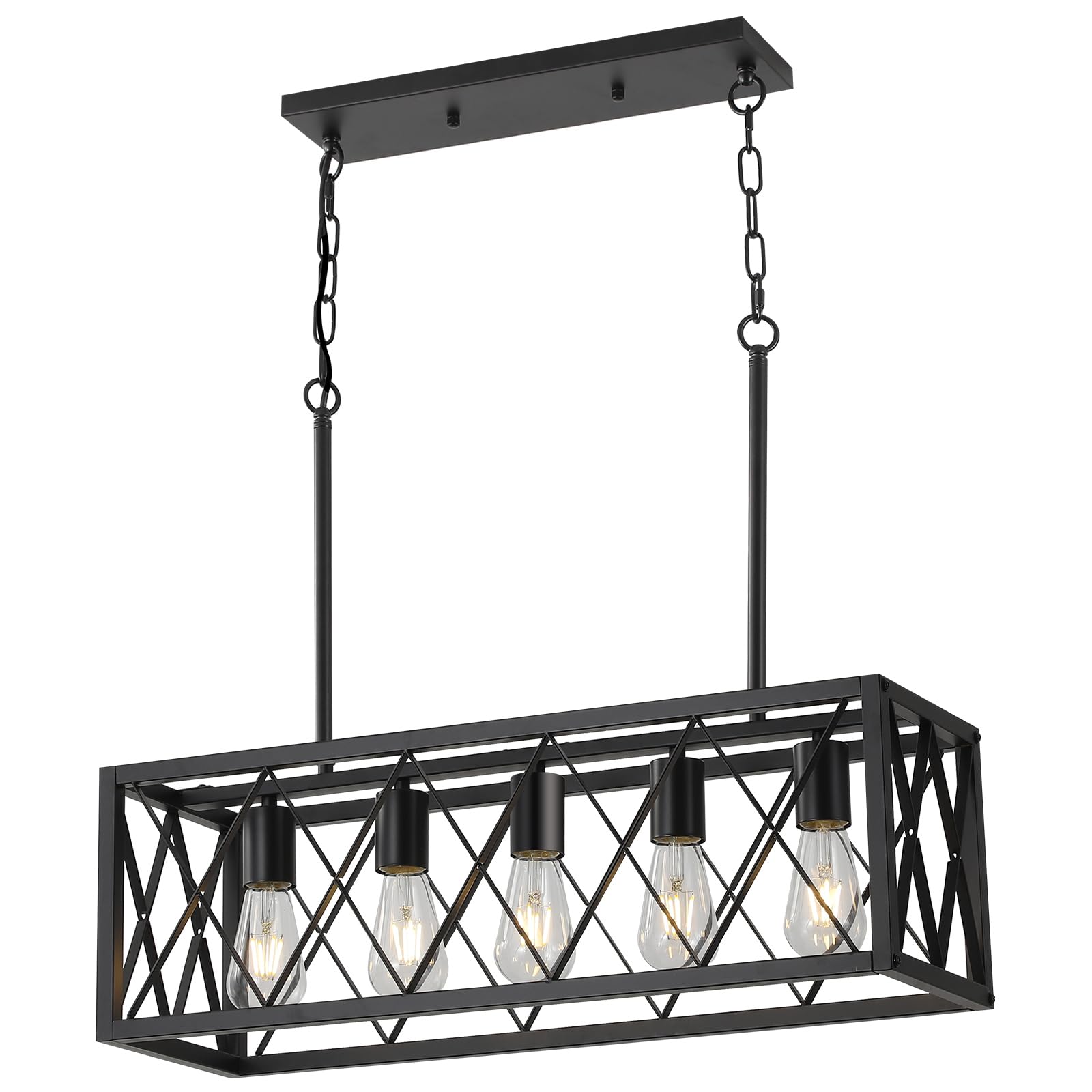 AOIZGMY  Black Farmhouse Kitchen Island Lighting 5 Lights Pendant Lighting Fixtures Adjustable Height Industrial Dining Room Light for Living