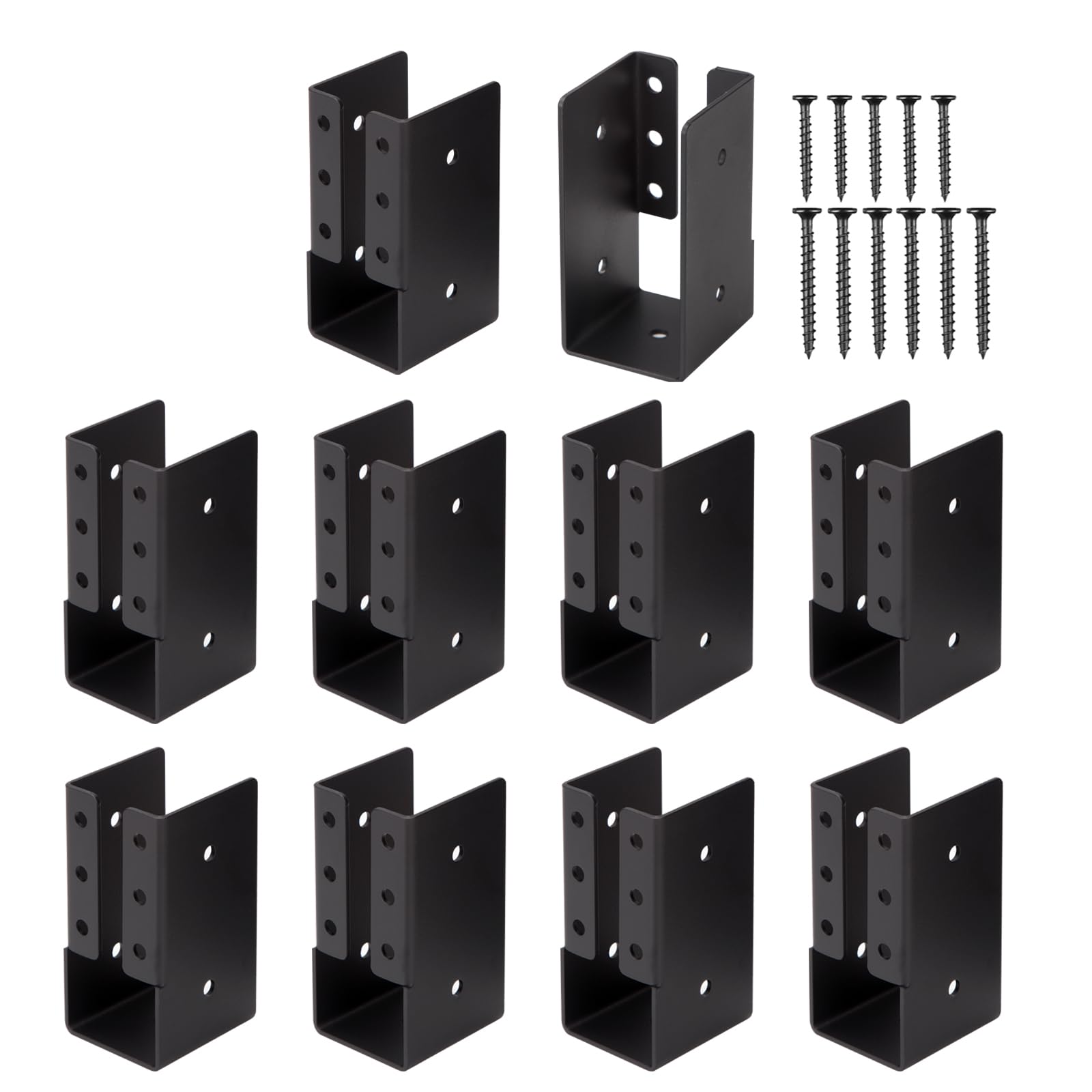 Lukvuzo  Concealed Joist Hangers 10 pcs for 2 x 4 Outdoor Trim with Screws Rust Resistant Steel for Beam Swing Handrail Fence Secure Support