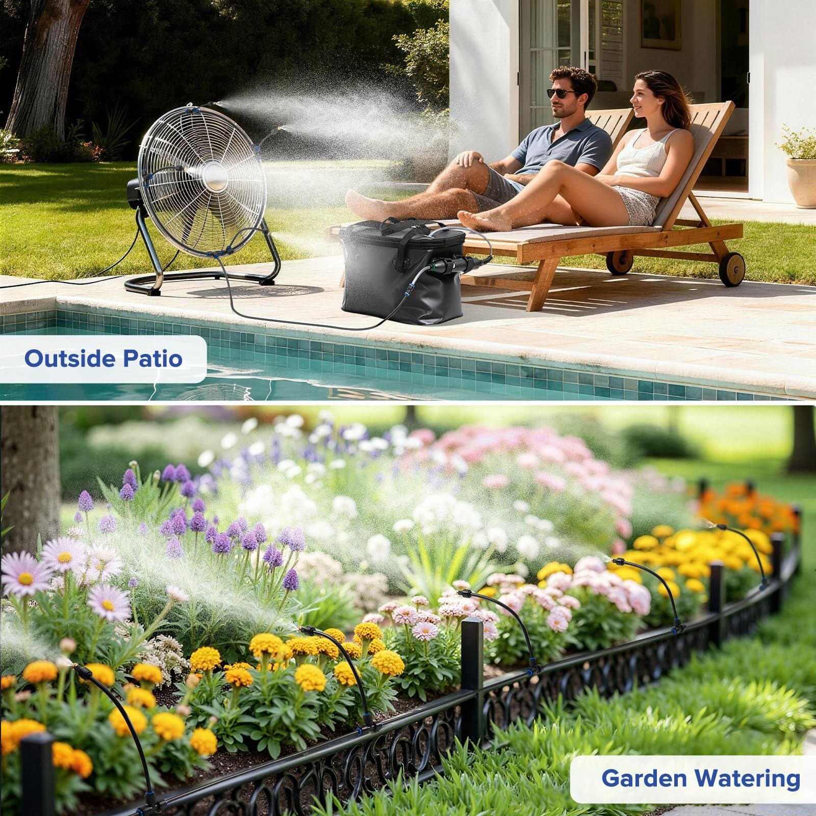 Adrinfly 26 FT Portable Patio Misting System Kit with 8 Ultra Fine ...