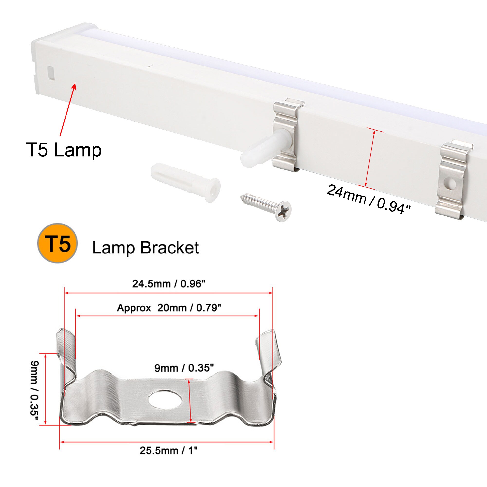 Unique Bargains T5 Clips Bracket Hanger Fluorescent Tube Light Fixture ...