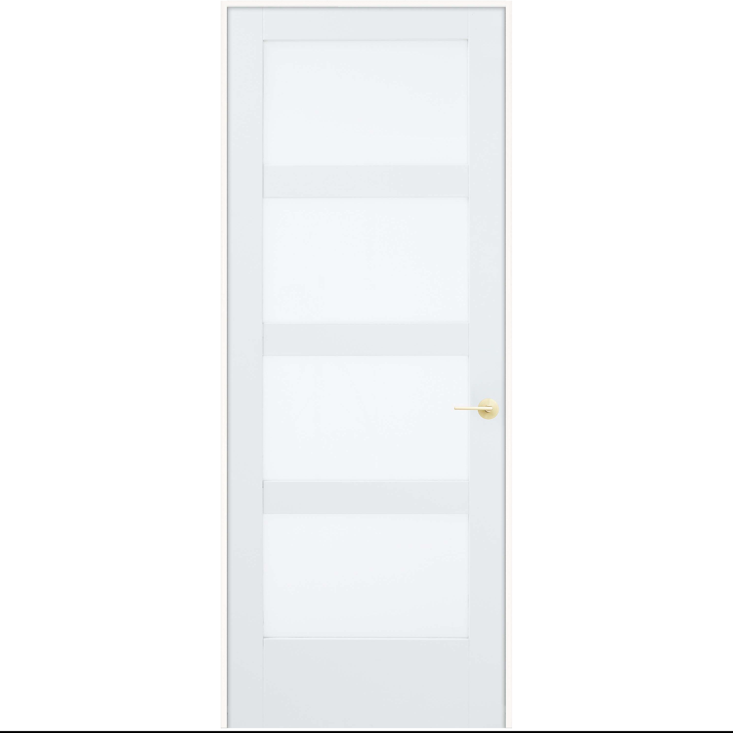 JELD-WEN LOWOLJW240000103 30-in x 80-in Primed Solid core Frosted glass Left hand Smooth Primed MDF Flat Jamb Single Prehung Interior Door