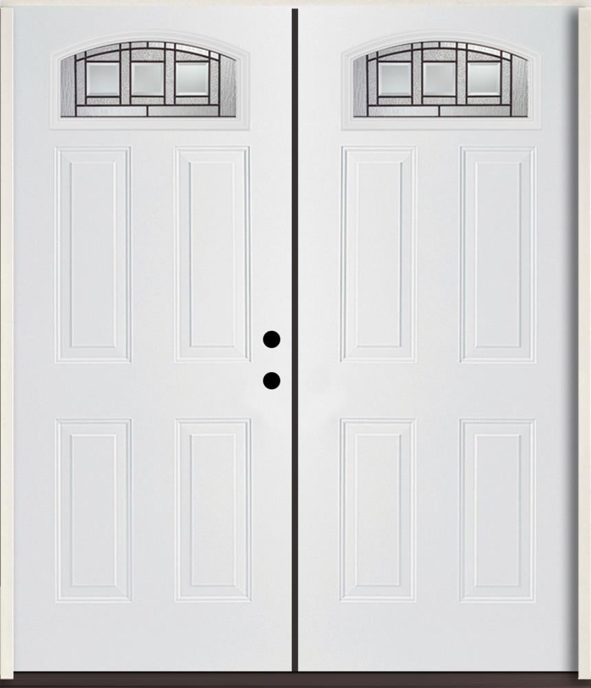 RELIABILT LO841650 Craftsman 72-in x 80-in x Fiberglass 1/4 lite Left-hand inswing Modern White Painted Prehung Double Front Door Insulating core