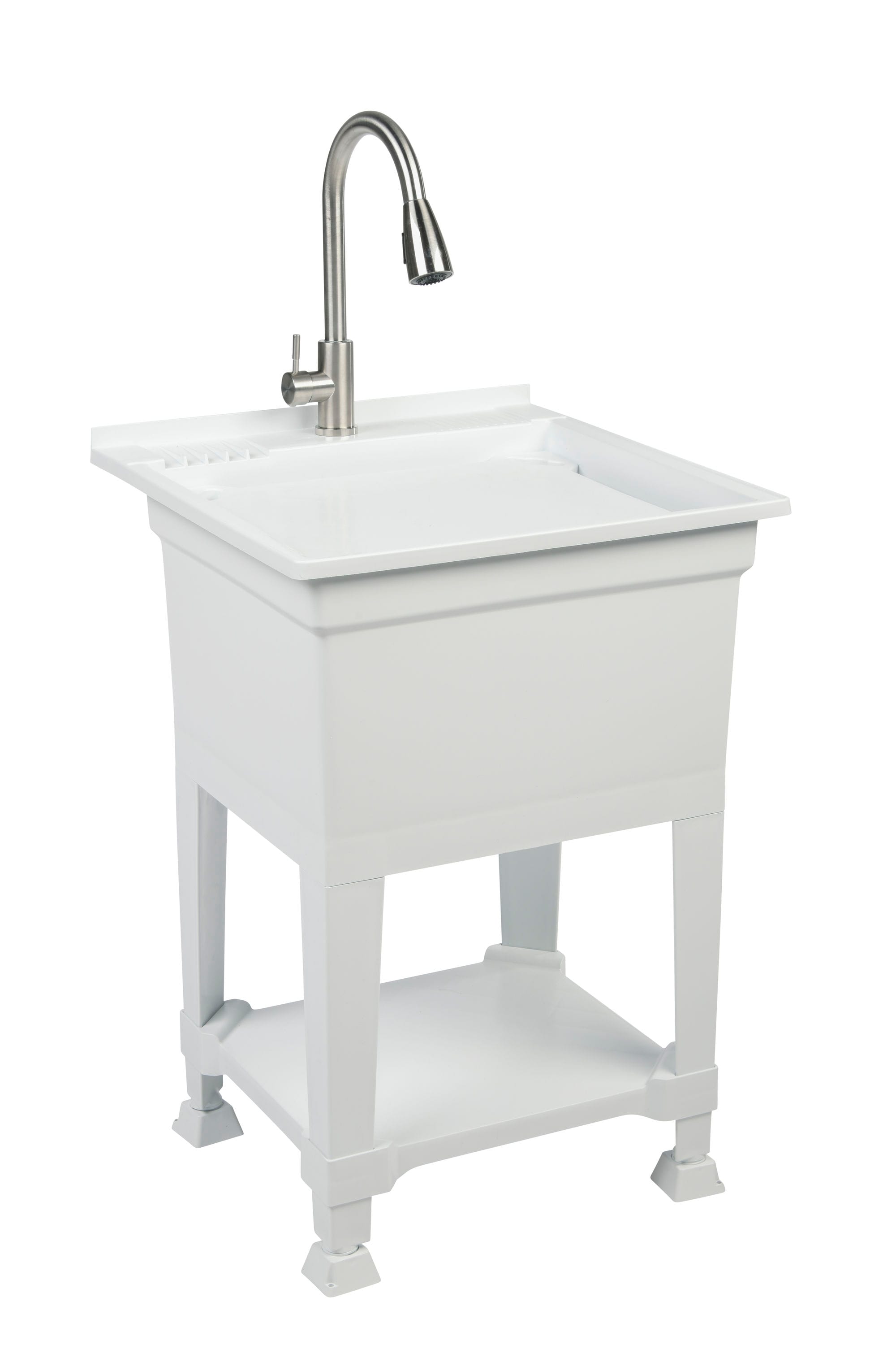 Style Selections 21.4-in x 24.1-in 1-Basin White Freestanding Utility Tub  with Drain with Faucet in the Utility Sinks department at