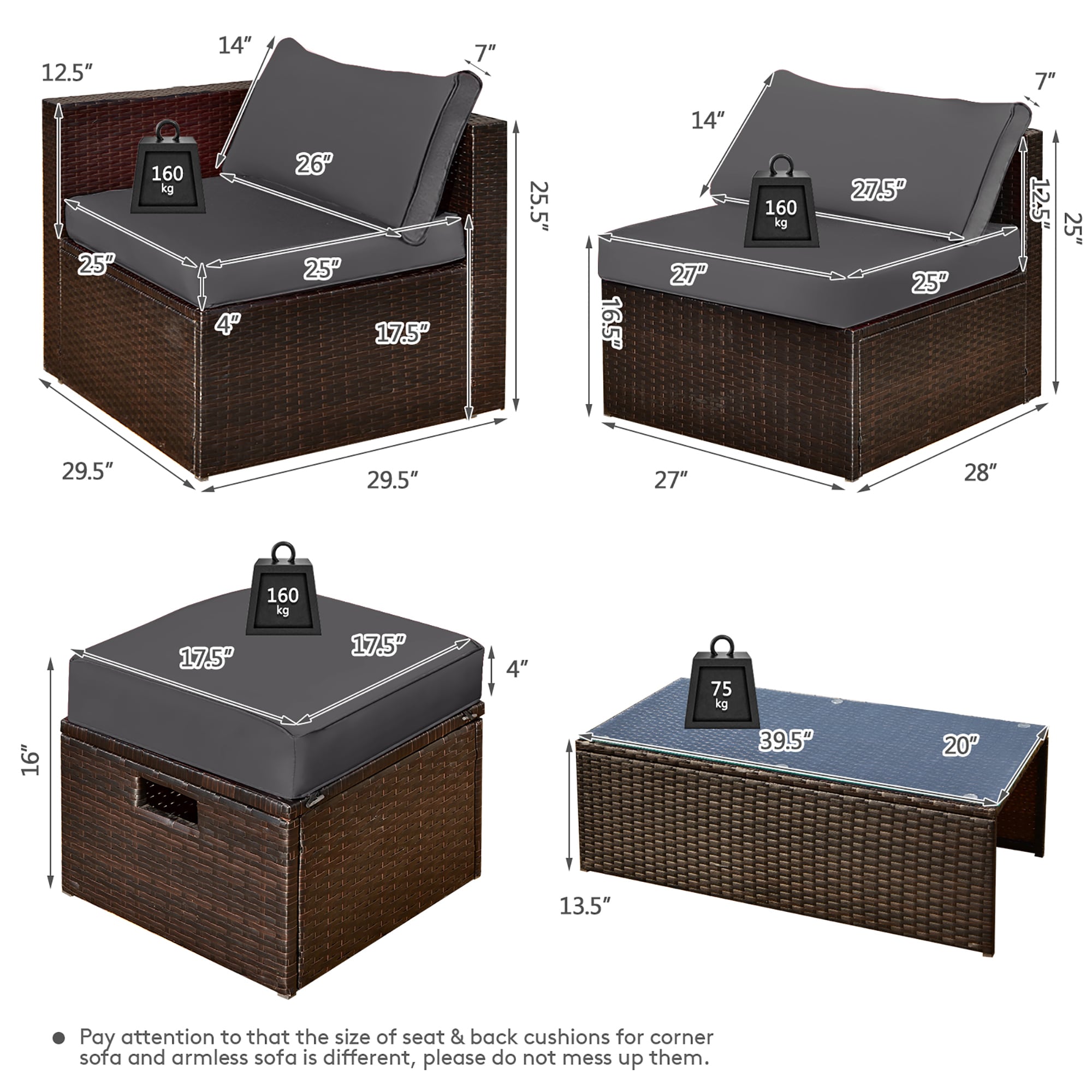 Costway HW68592GR+ Patio-Conversation-Sets - View #6