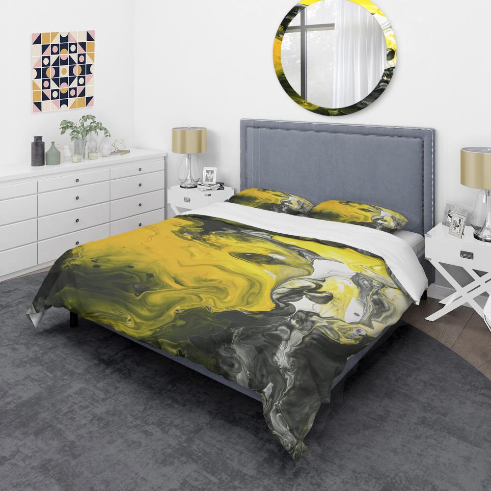 Designart BED19161-Q 3 -Piece Yellow Queen Duvet cover Set