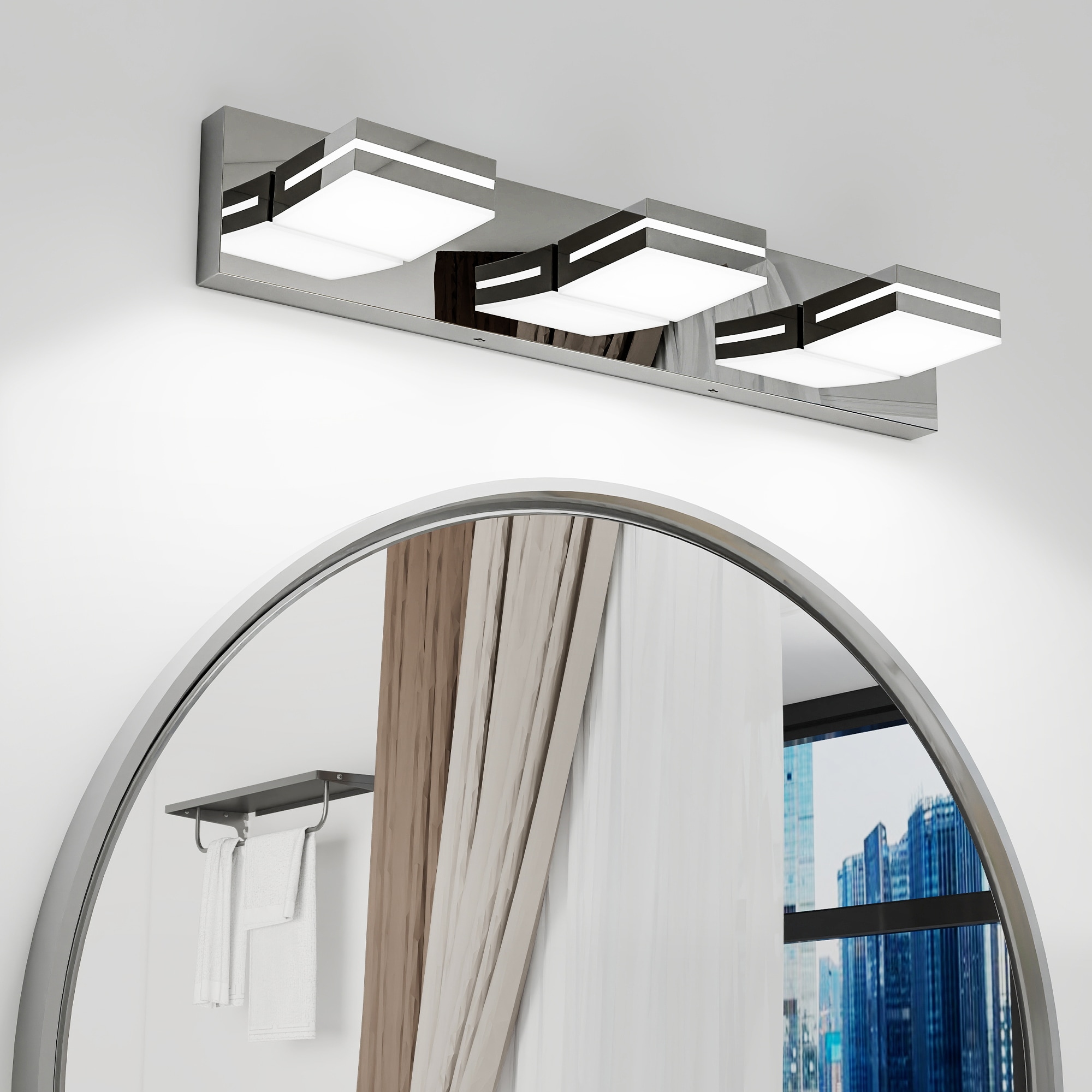 LUXEYARD - Modern Chrome LED Vanity Light  3-Lights Wall Sconce for Bathroom and Mirror  Sleek Mi...
