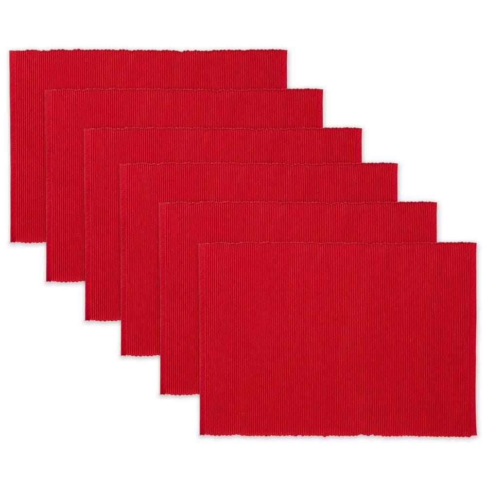 DII CAMZ75082 6 -Pack Tango red Wicker Rectangle Placemats