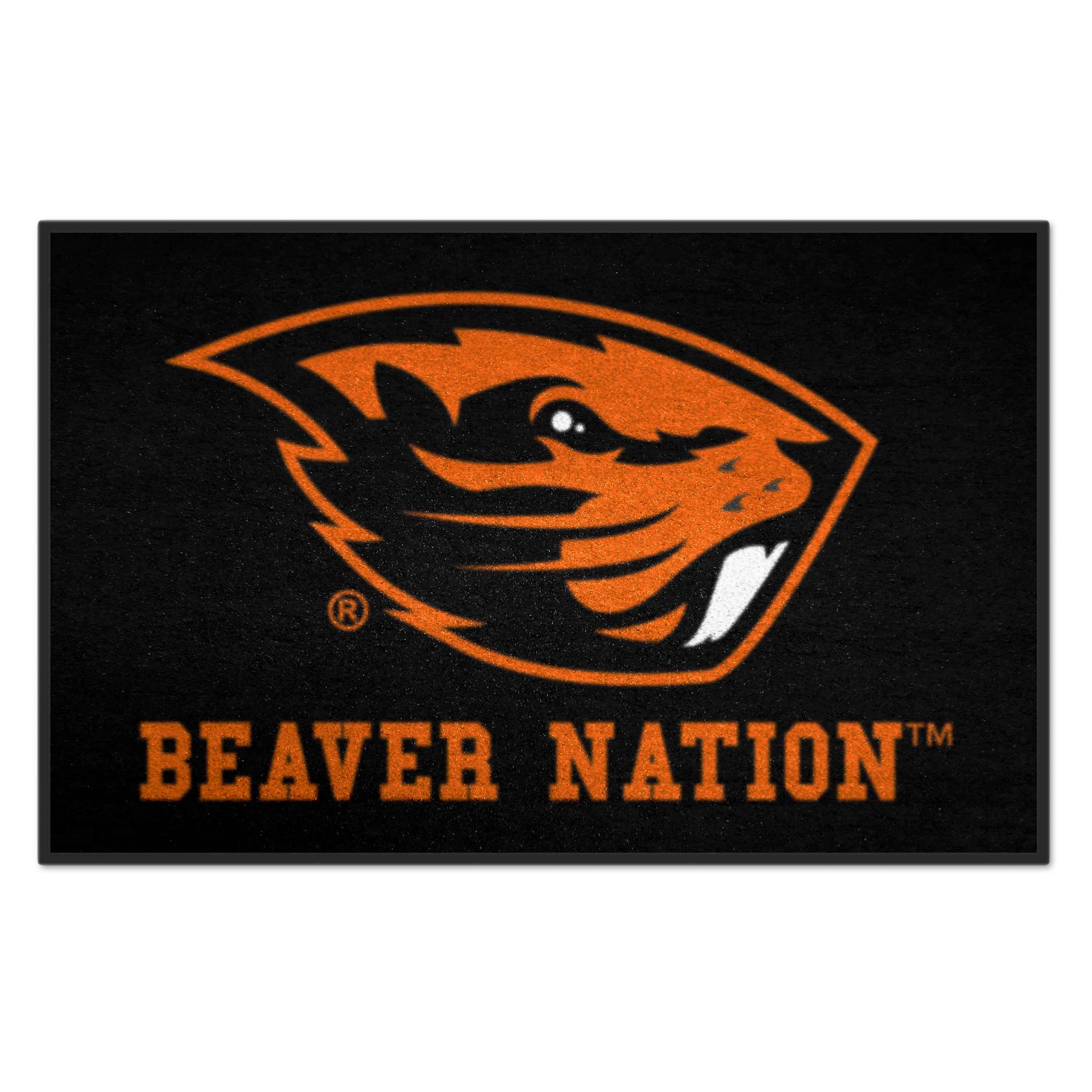 FANMATS 17106 Oregon State Beavers 30-in x 19-in Black Nylon Indoor or outdoor Decorative Sports Door Mat