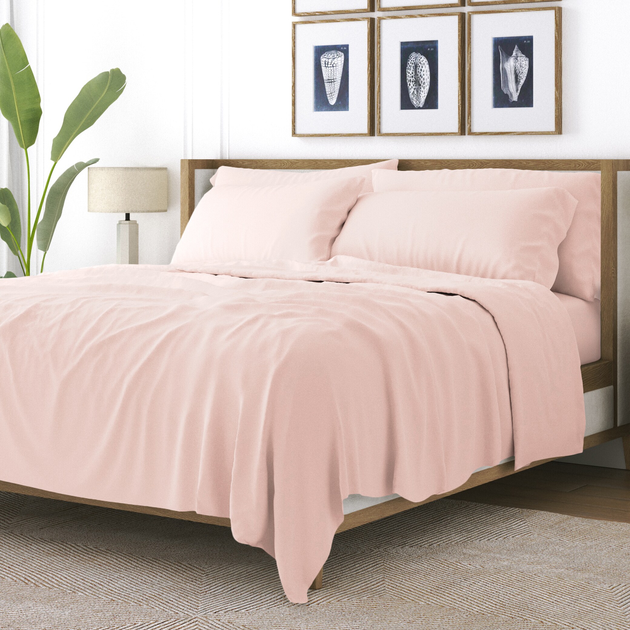 Ienjoy Home IH-6PC-CK-BLH California king Microfiber Blush 6 -Piece Bed Sheet Set