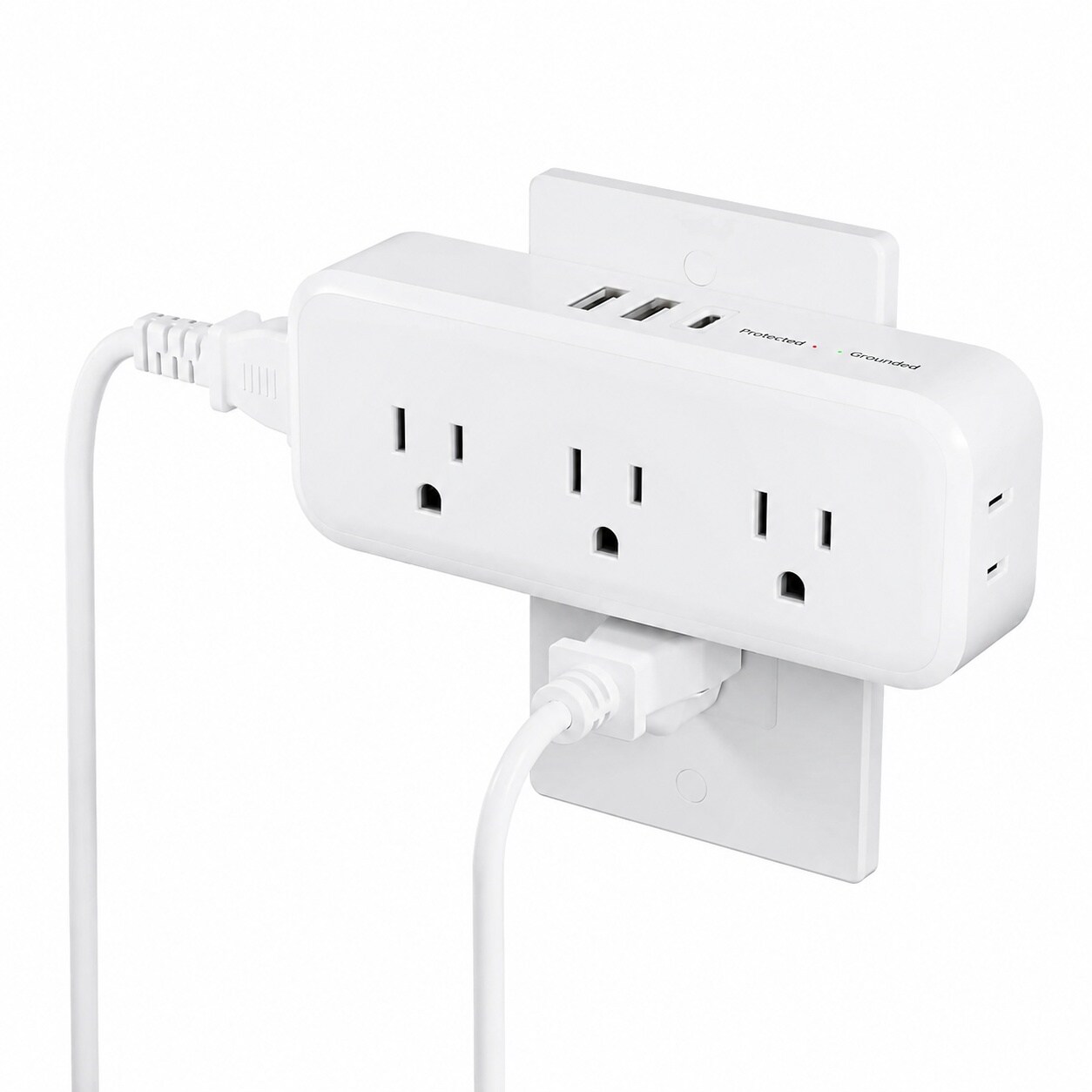 Oyezvary  Multi Plug Outlet Splitter 8 in 1 Power Strip with 5 AC Outlets and 3 USB Ports including USB C Wall Charger for Home Office Dorm Room