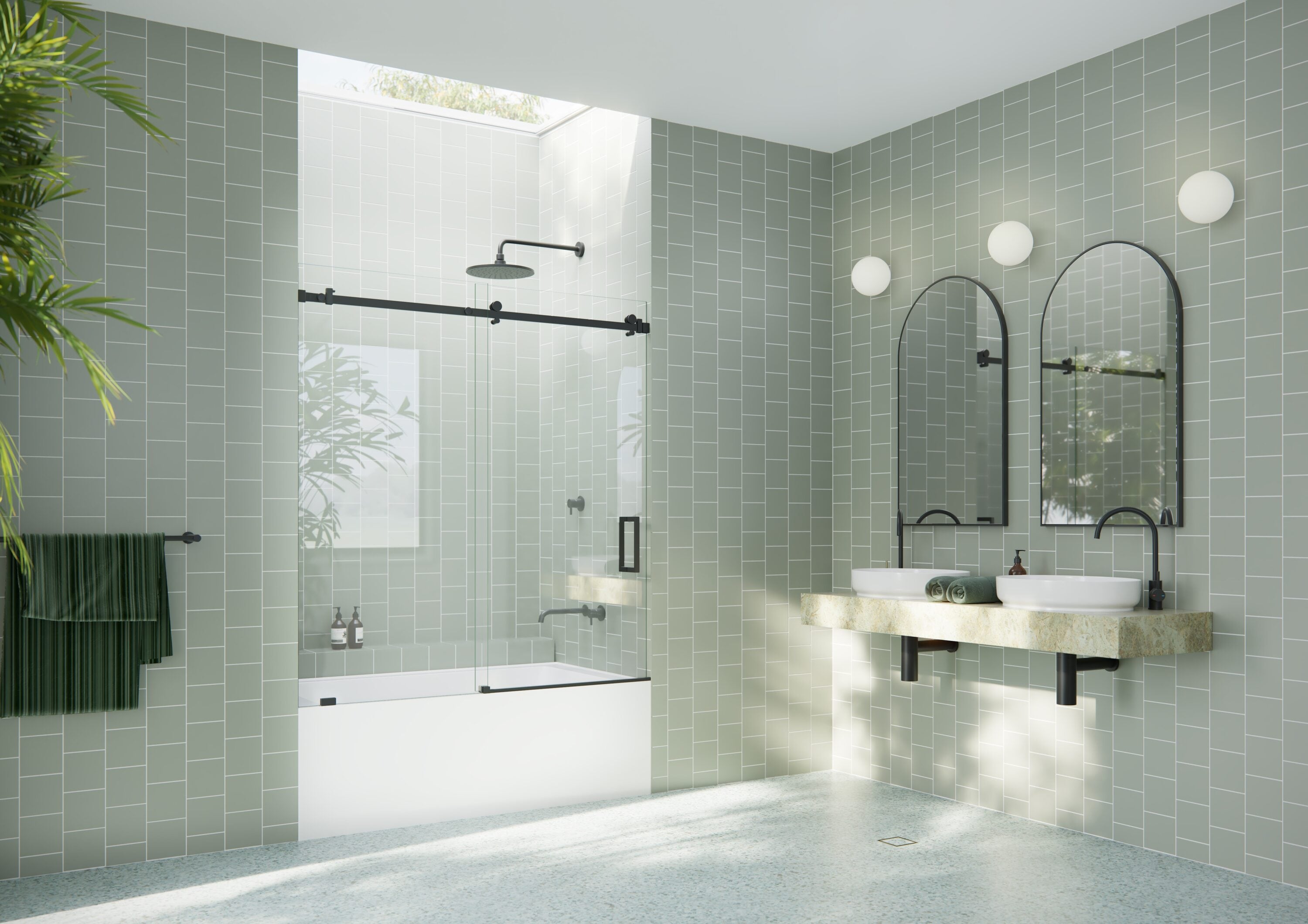 Glass Warehouse B-SQSLD-56-MB Bathtub-Doors - View #2