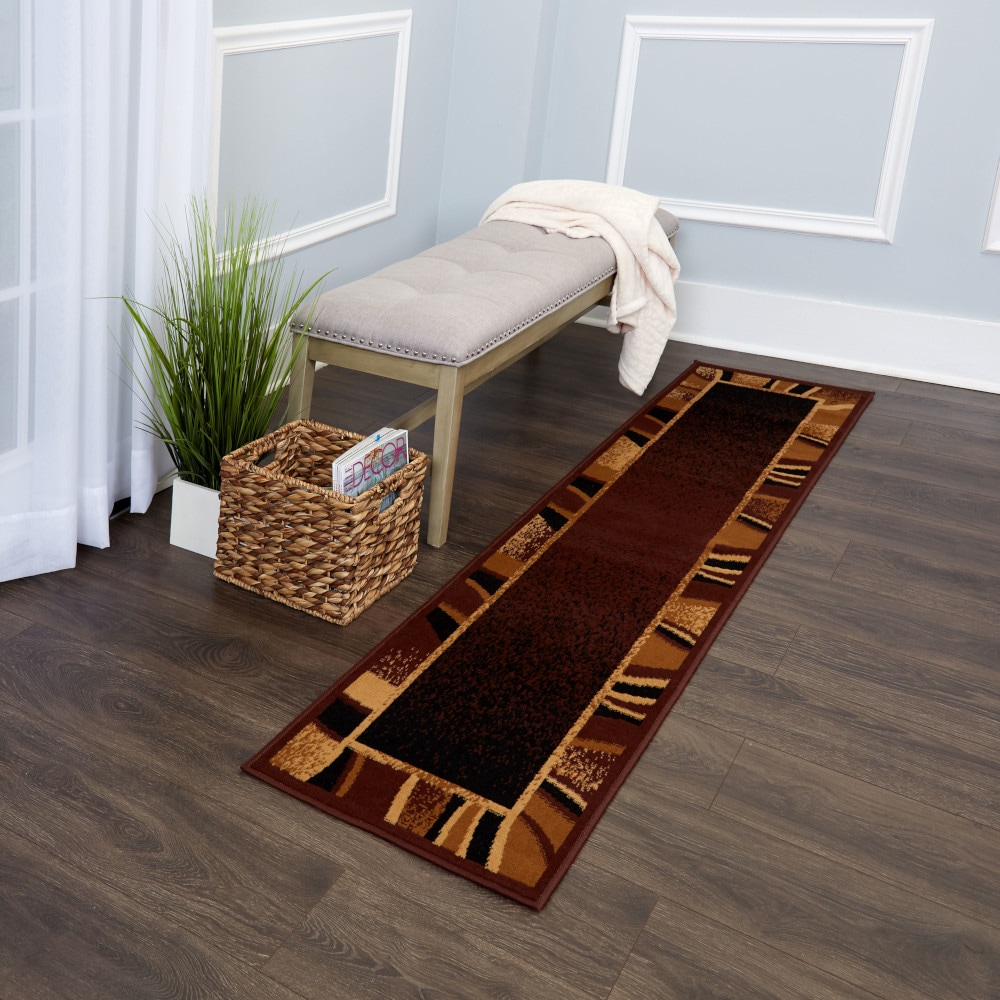 Home Dynamix 4-7542-500 Premium Rizzy 2 x 7 (ft) Loomed Polypropylene Brown Rectangular Indoor Border Area rug
