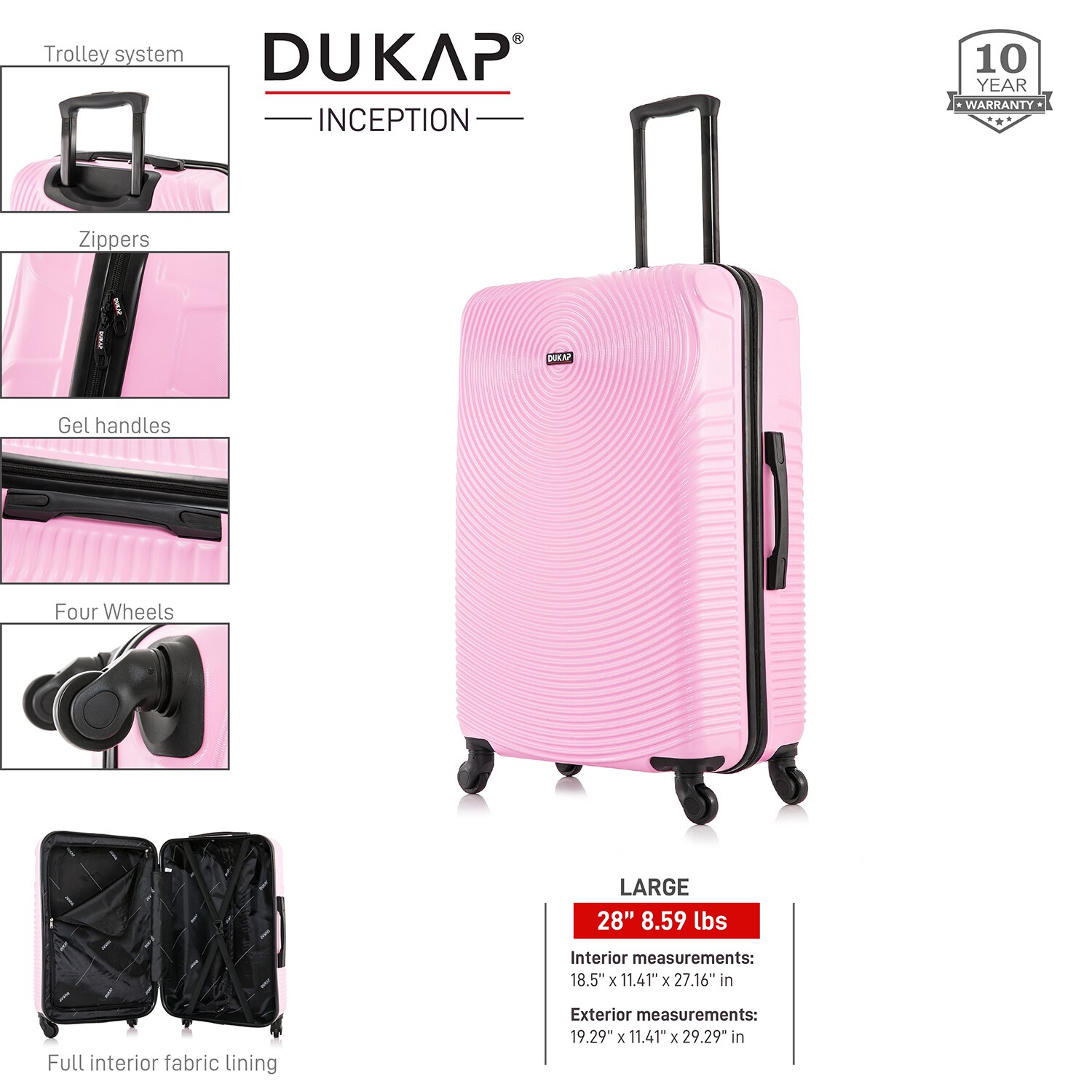 DUKAP DKINC00L-PNK Luggage-And-Luggage-Sets - View #4