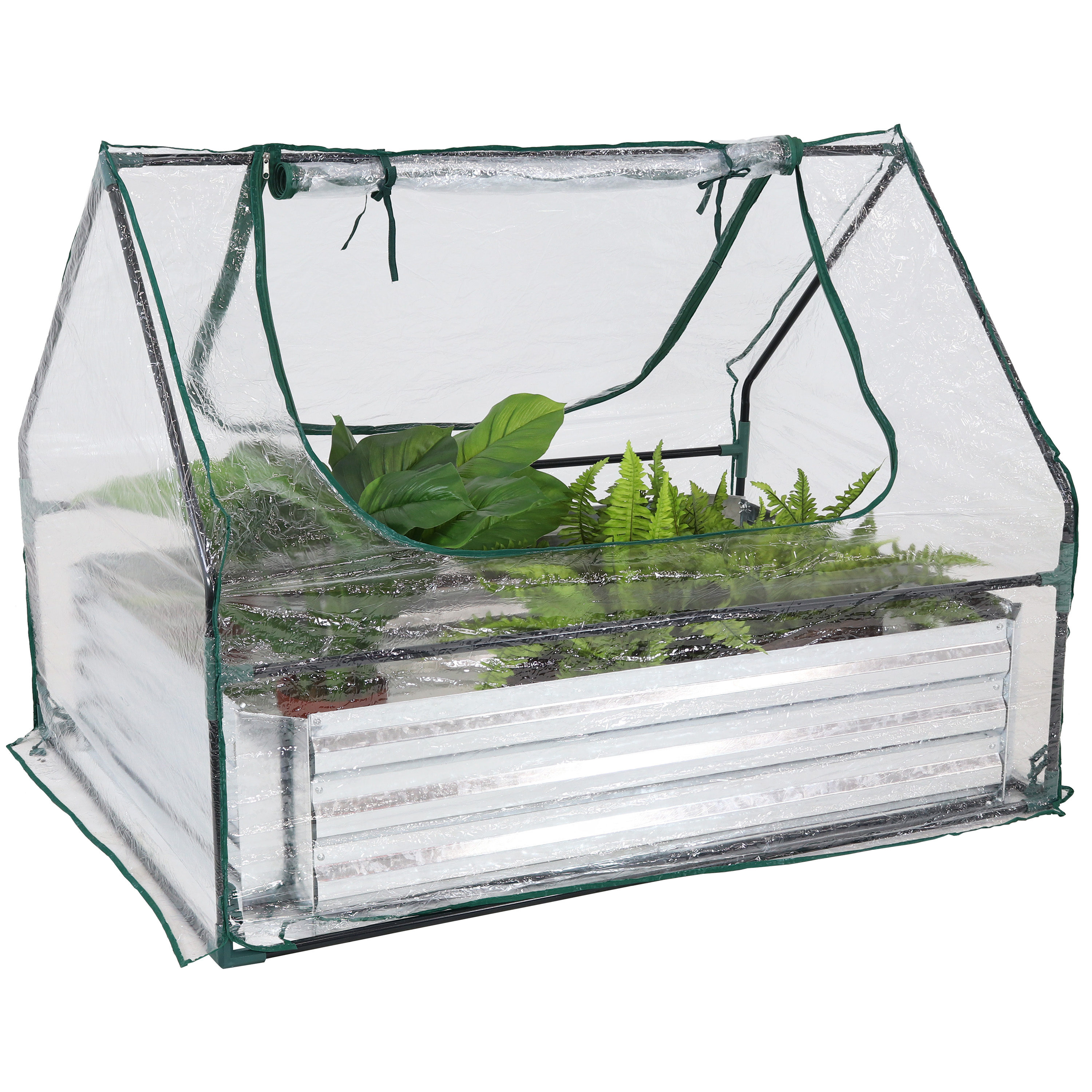Sunnydaze Decor HB-702 2.87-ft L x 4.25-ft W x 3.12-ft H Clear Greenhouse Kit