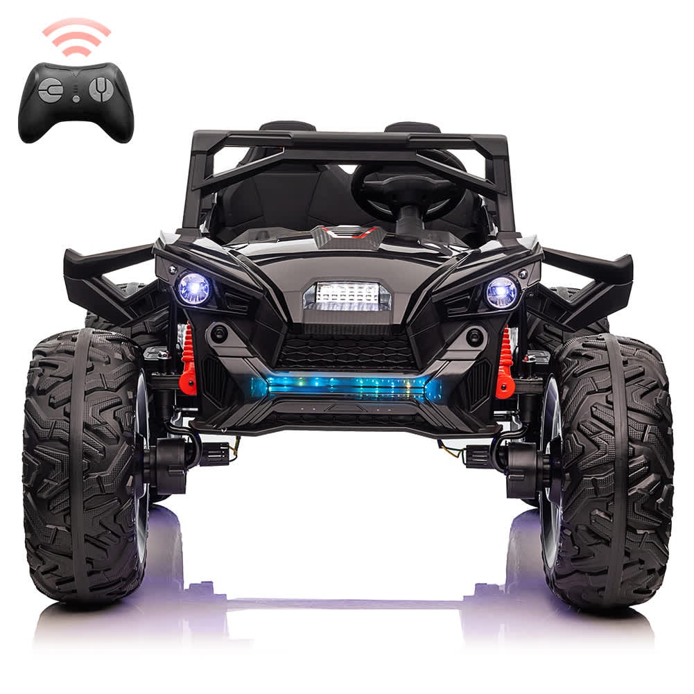 Qeetex SUN-VAM-1E908WSY 24V 2 Seater Kids Ride On UTV with Remote Control 4WD Electric Car Black