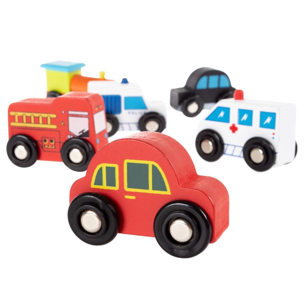 Toy Time Wooden Car PlaySet-6-Piece Mini Toy Vehicle Set with Cars, Police  and Fire Trucks, Train-Pretend Play Fun for Preschool Boys and Girls in the  Kids Play Toys department at