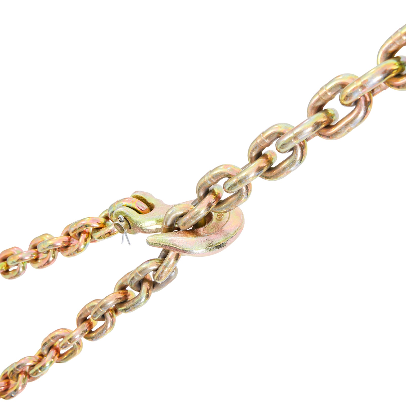 GIVIMO Transport Binder Chain 7100-lb Working Load Limit 3/8-in x 20-ft G80 Tow Chain Tie Down with Grab Hooks DOT Certified Galvanized Steel for Truck Trailer