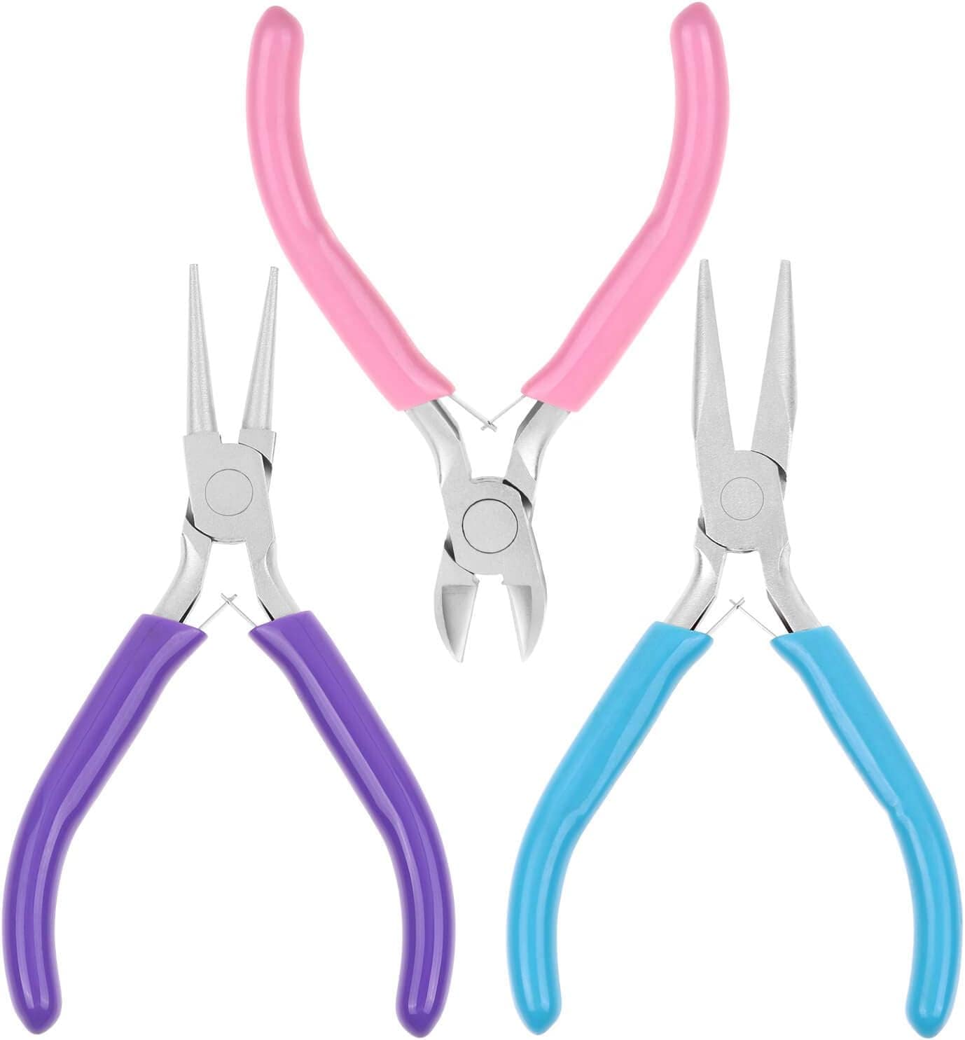 Aoibox LSABP21005 3pcs Jewelry Making Plier Tools with Needle Chain Round Nose Pliers and Wire Cutter for Jewelry Repair Wire Wrapping Crafts