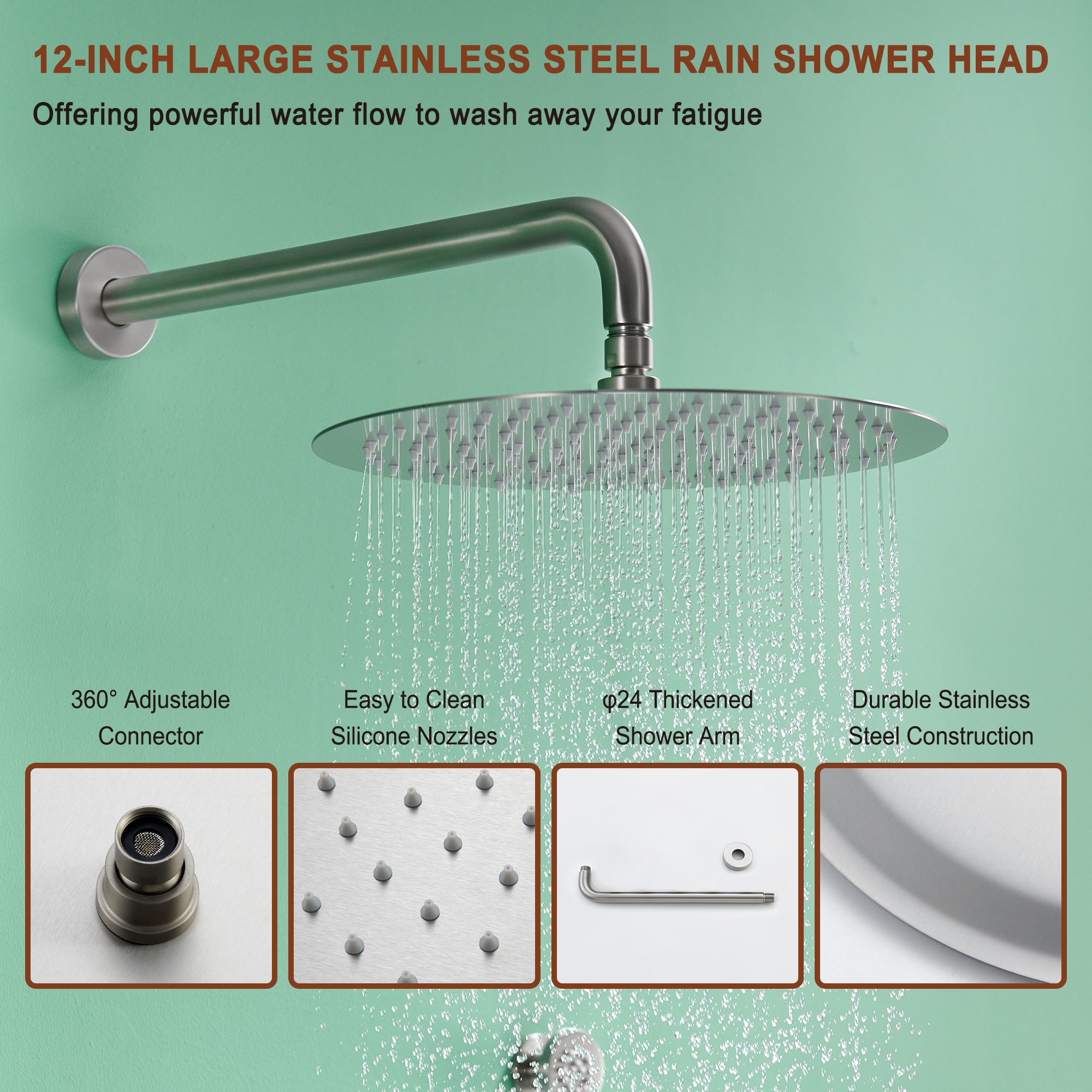 Mondawe WF6823-12BN Showerhead-Bar-Panels - View #4
