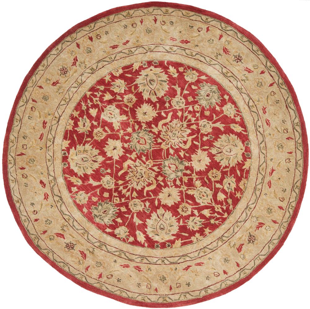 Safavieh AN522A-6R Anatolia Cilcia 6 x 6 (ft) Tufted Wool Red/Ivory Round Indoor Floral/Botanical Vintage Area rug